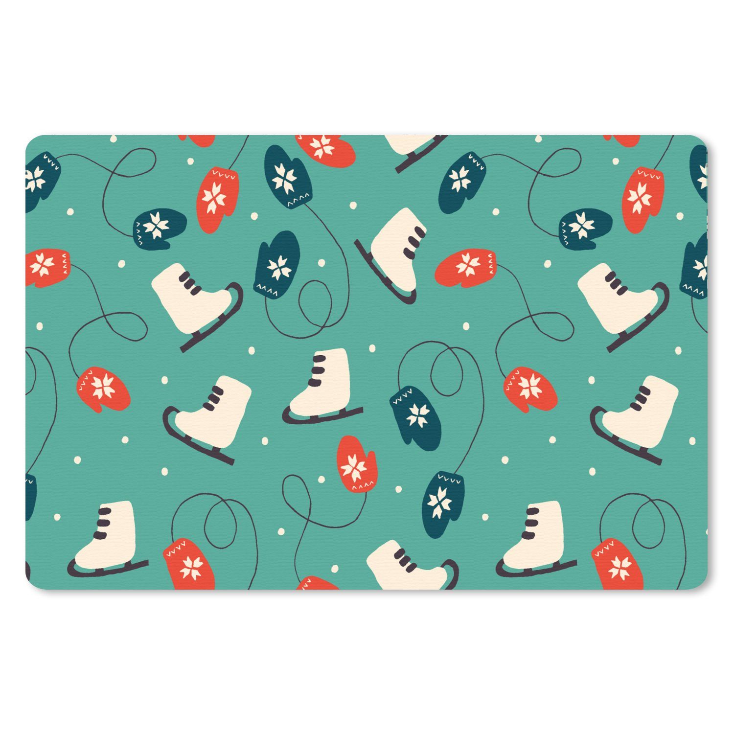 MuchoWow Gaming Mauspad Schlittschuhe - Winter - Muster (1-St), Mousepad mit Rutschfester Unterseite, Gaming, 120x80 cm, XXL, Großes