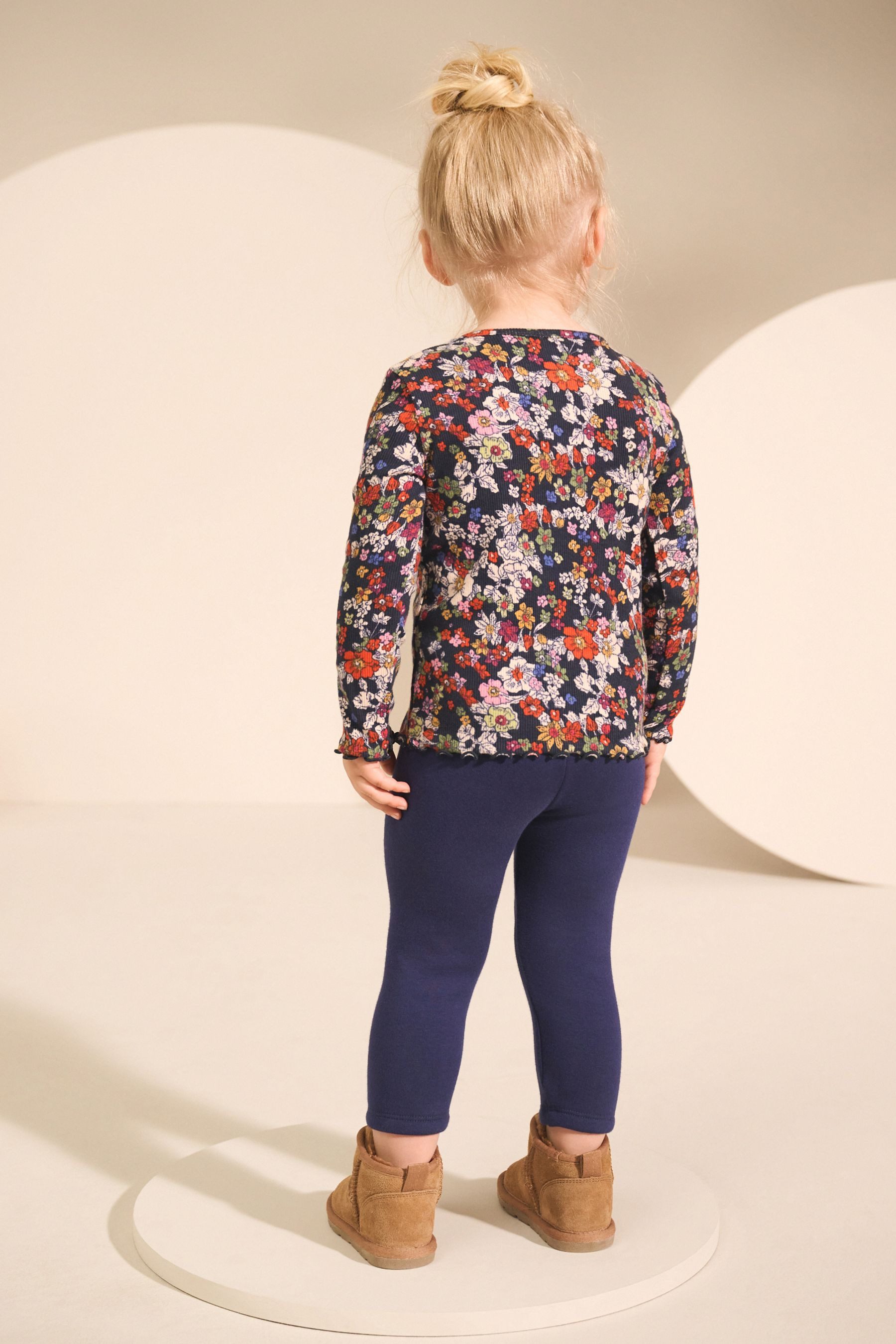 Next Leggings Geripptes Langarm-T-Shirt (1-tlg) günstig online kaufen