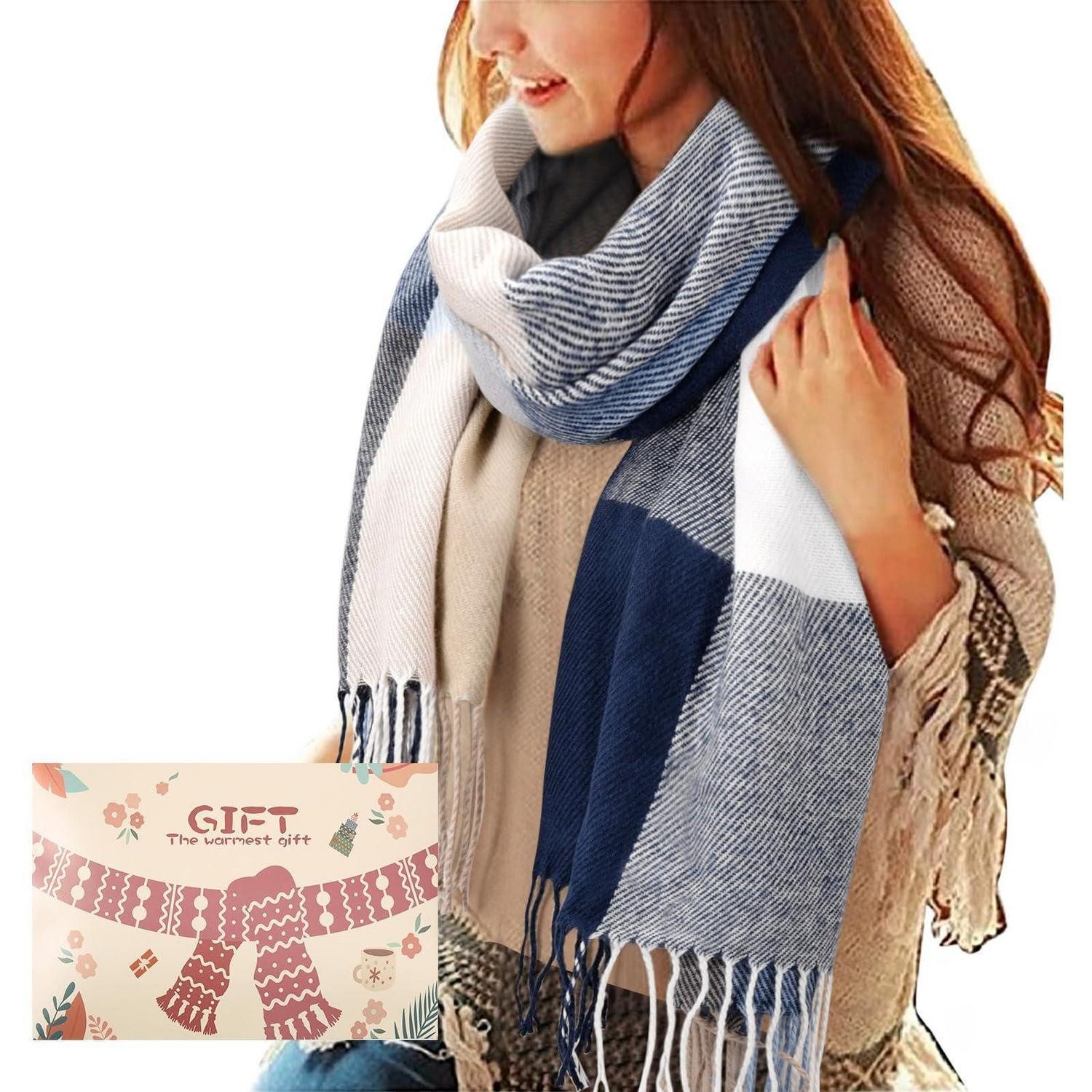 LuxusKollektion XXL-Schal Schal Kariert XXL Blau/Weiss, (1-St)