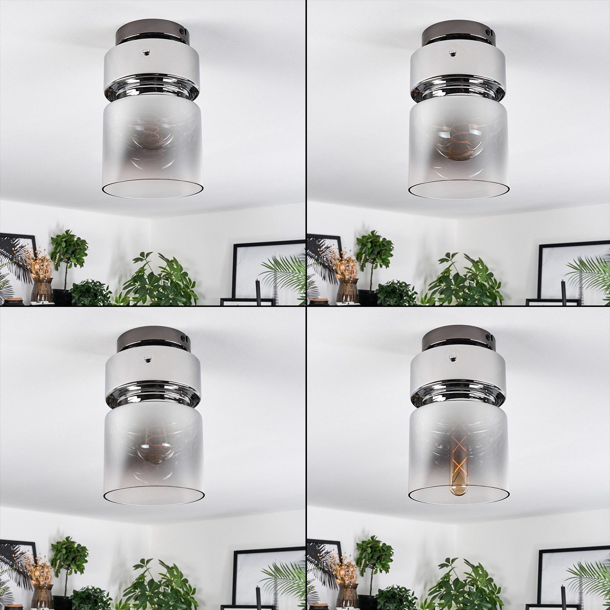 hofstein Deckenleuchte 1-flammige Deckenlampe aus Metall/Glas günstig online kaufen