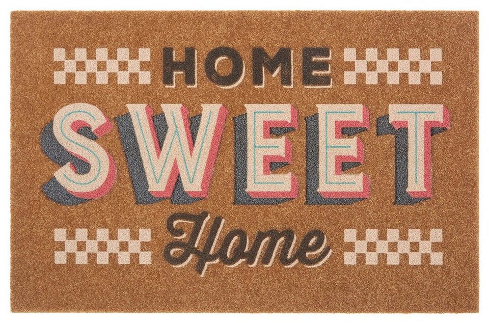 Fußmatte Fußmatte Home Sweet Home In- / Outdoor Kokos Optik braun creme,  Teppich Boss, rechteckig, Höhe: 10 mm
