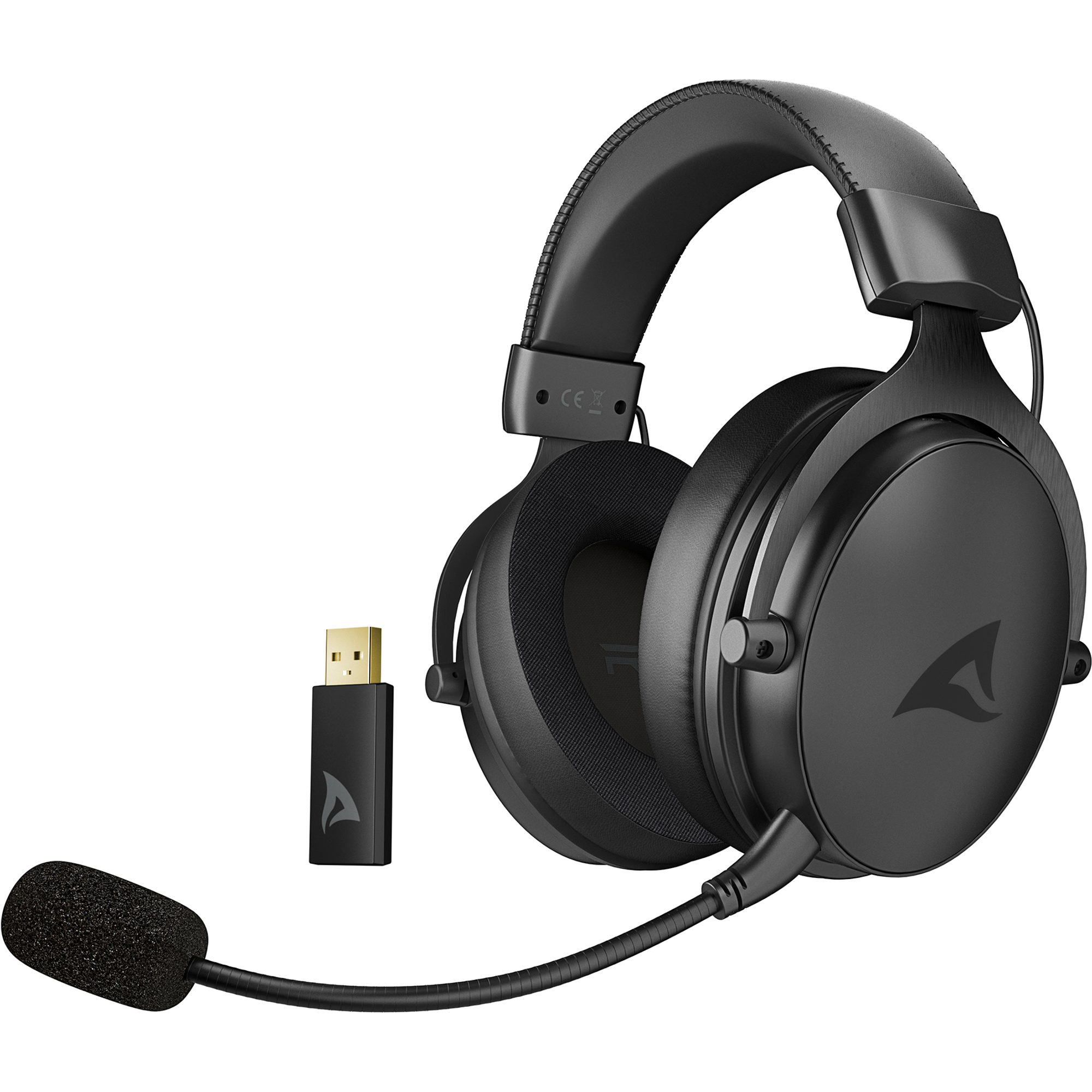 Sharkoon Sharkoon Skiller SGH40W, Gaming-Headset, (USB-A-Dongle, 3,5 mm Klinke) Headset (Hybrid-Ohrpolster, Mikrofon mit Pop-Schutz (omnidirektional), Mikrofon-Stummschaltung, Hybride Ohrpolster mit atmungsaktivem Stoff und weichem Kunstleder)