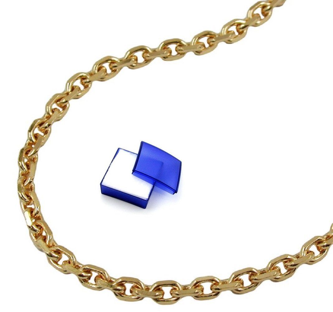 unbespielt Kette ohne Anhänger Halskette Kette 2,6 mm Ankerkette 8 fach  diamantiert vergoldet AMD 50 cm inklusive Schmuckbox, Modeschmuck für Damen  und Herren