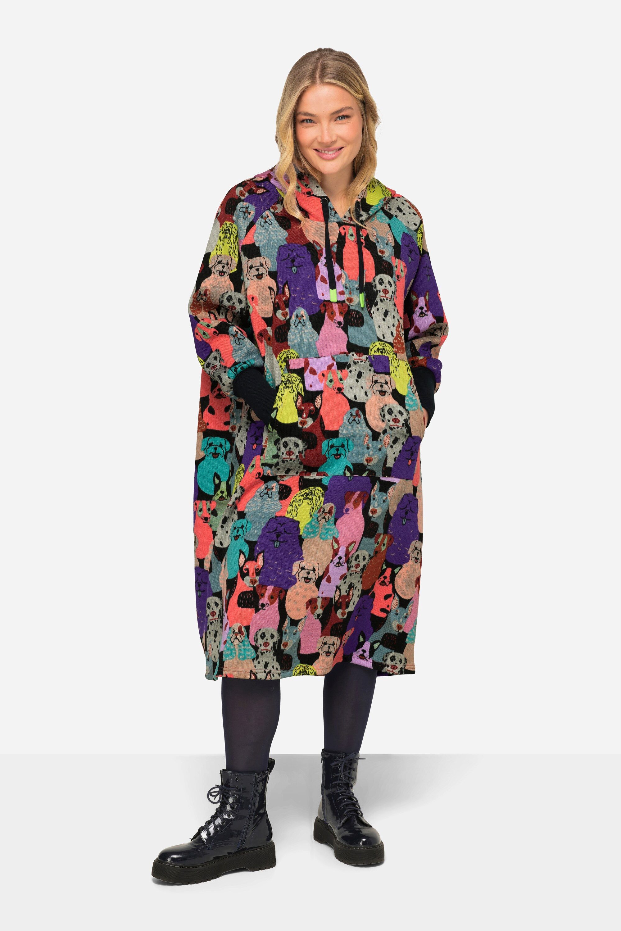 Laurasøn Midikleid Kapuzen Sweatkleid bedruckt