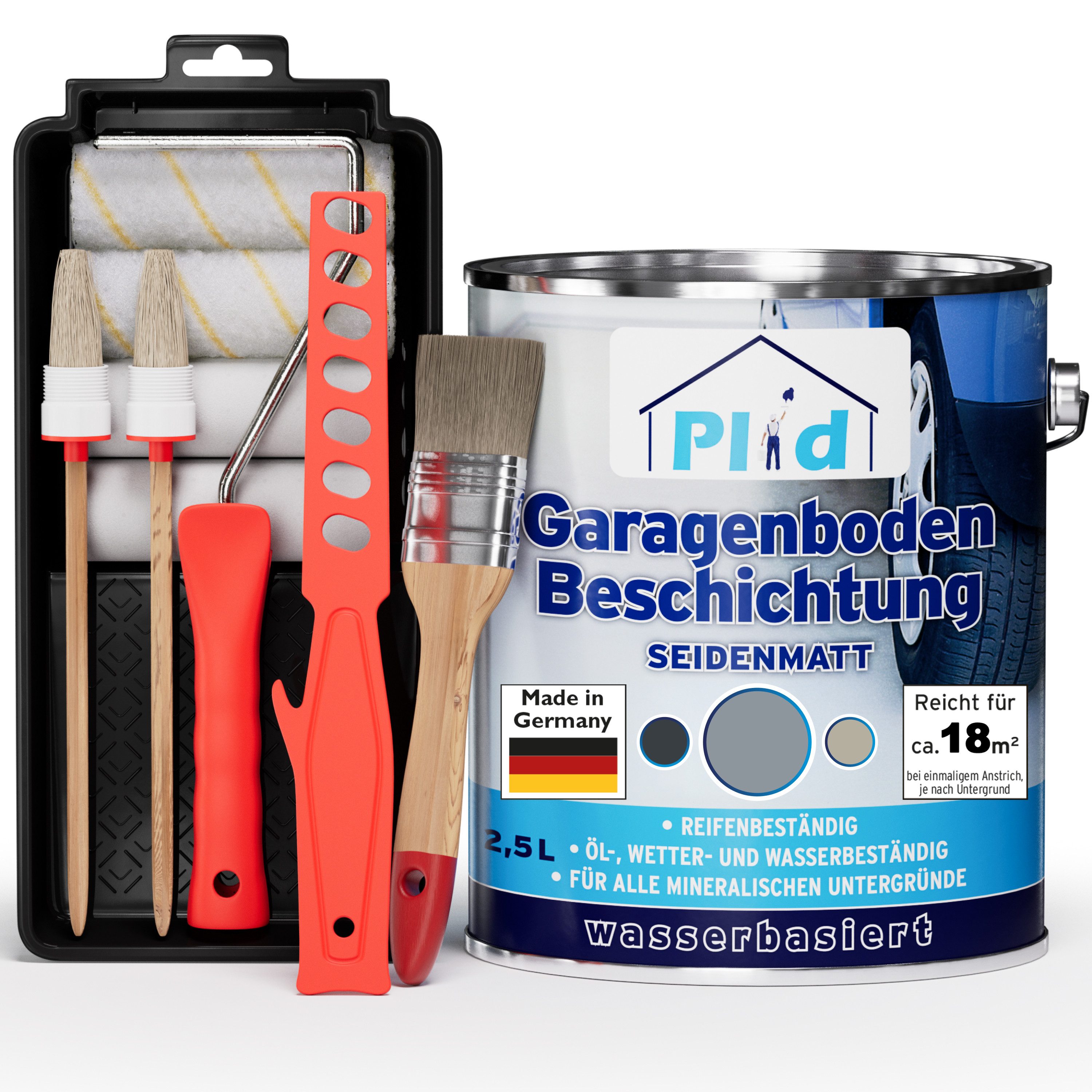 plid Bodenversiegelung Premium Garagenbodenbeschichtung Bodenbeschichtung Bodenfarbe Set, Schnelltrocknend