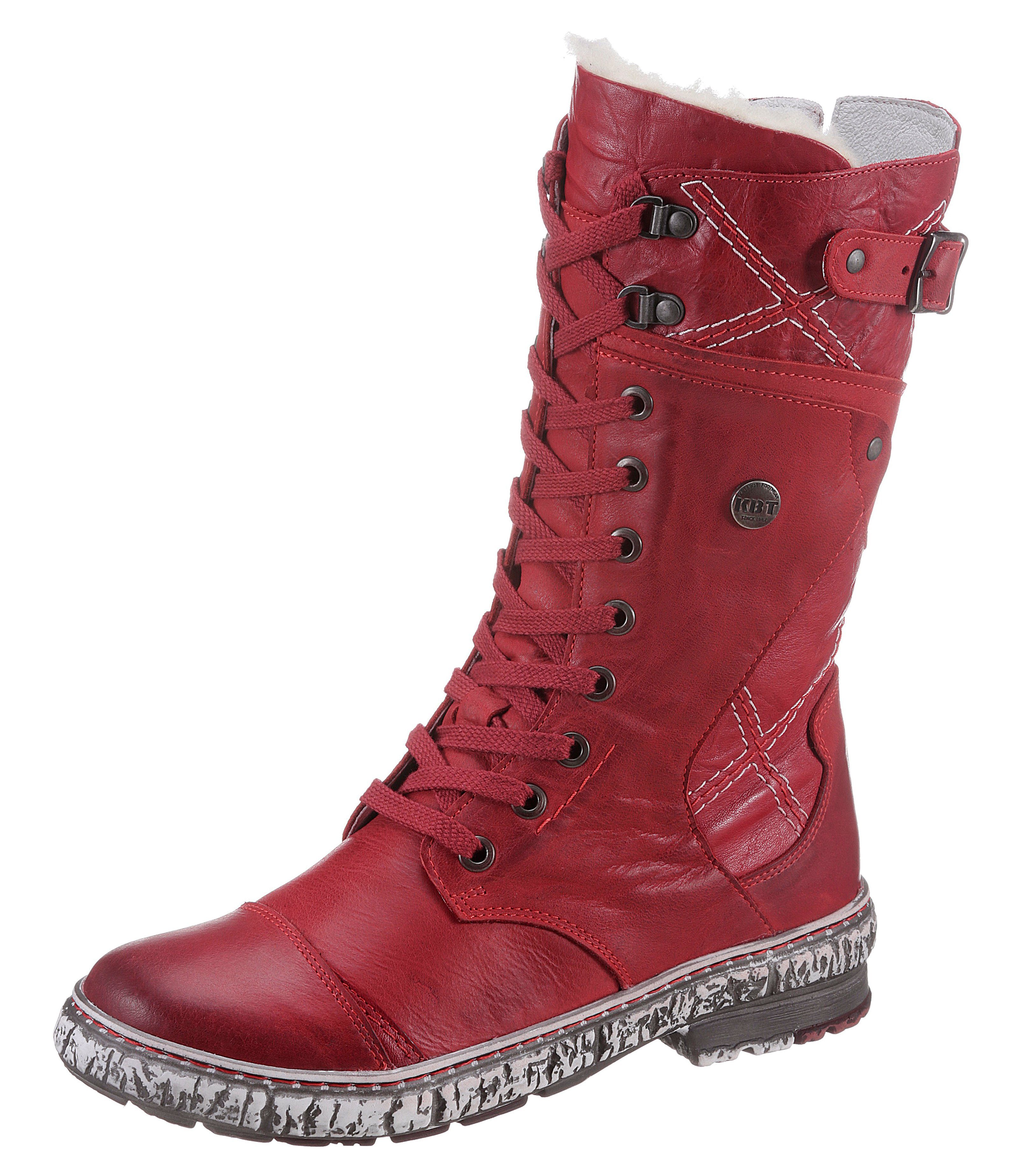 KRISBUT Winterstiefel mit Nieten und Zierknopf rot-used | Stiefel