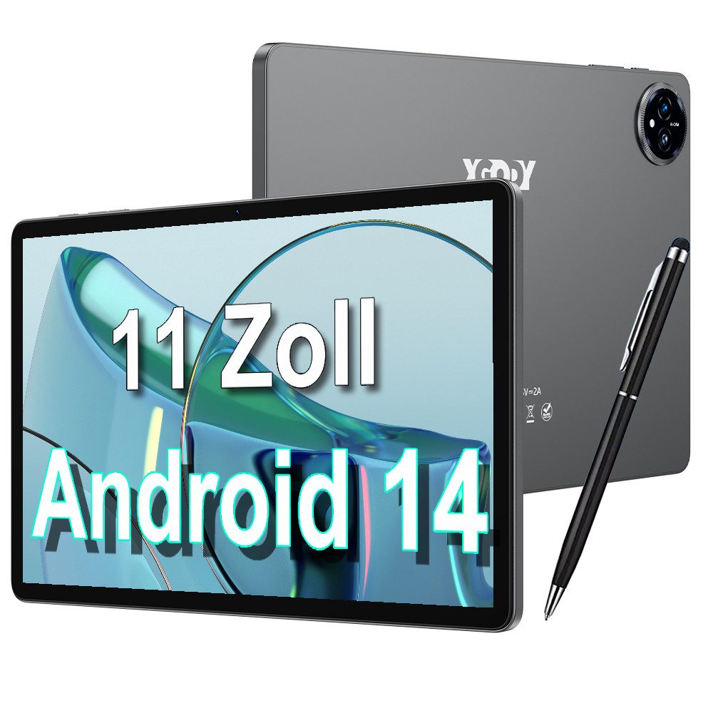 11" 16GB+128GB Android 14 8Core (Kostenlose Gehärtete Folie,Lederetui) E-Book