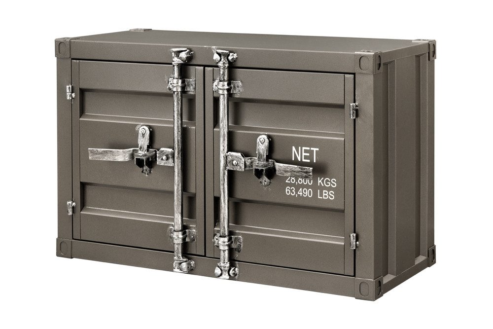 riess-ambiente Beistellschrank GLOBETROTTER 80cm anthrazit - Metall, Aktenschrank, Flügeltüren, Cube (Einzelartikel, 1-St) Industrial Container-Schrank - ideal für Wohn- & Schlafzimmer od. Flur