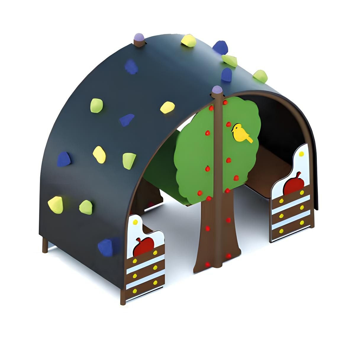 Klettergerüst Spiel- und Kletterburg für Kinder im Wald mit Versteck- und