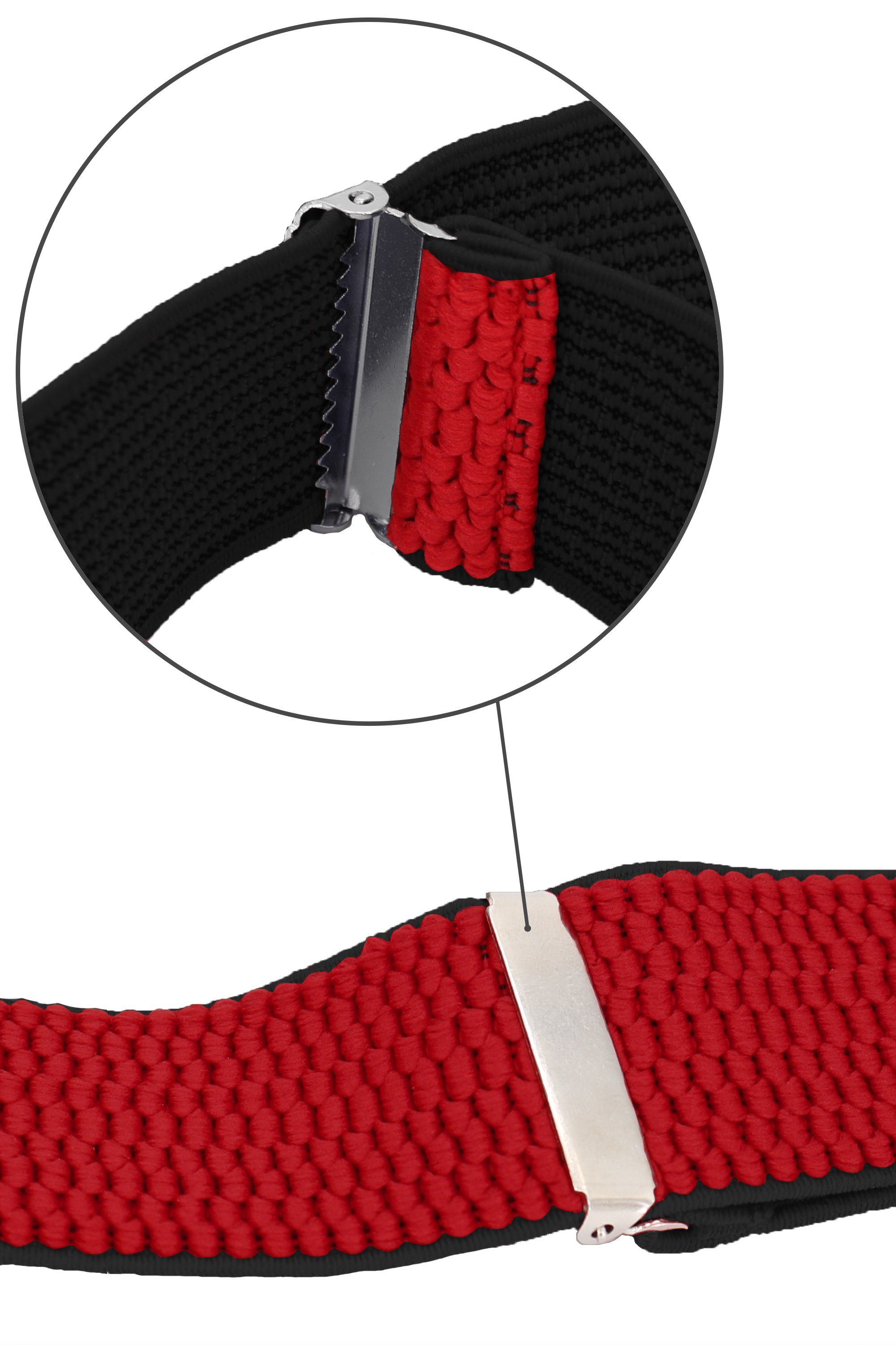 Clipverschluss, extra 4cm Fabio Y-Design Breites verstellbar starken mit Farini Rot Hosenträger