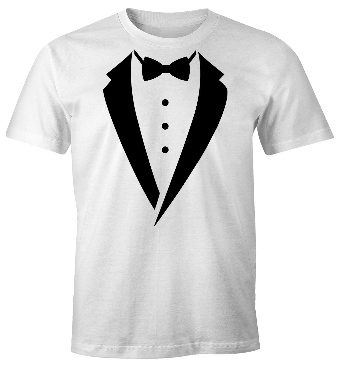MoonWorks Print-Shirt Anzug T-Shirt Smoking Tuxedo Anzug Aufdruck Fun-Shirt Moonworks® mit Print