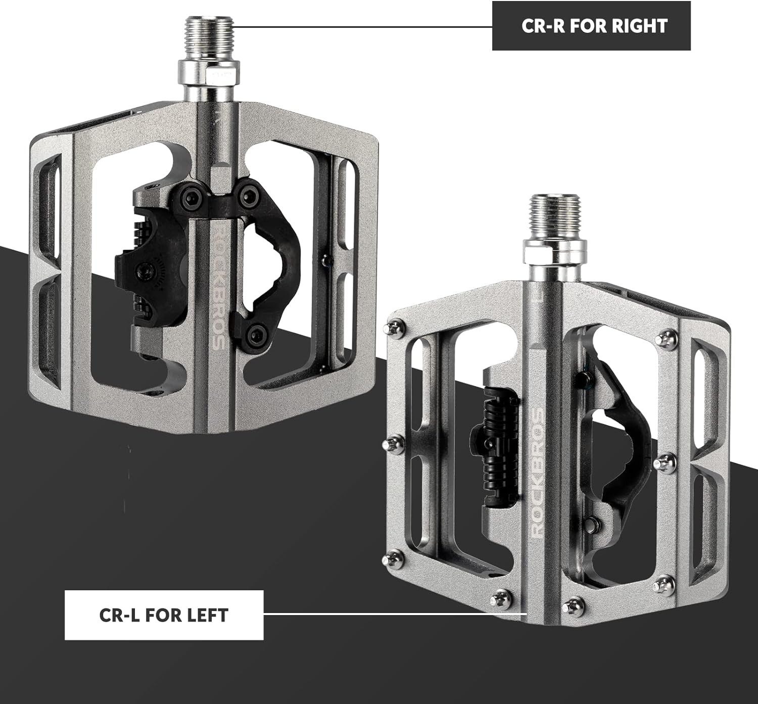 ROCKBROS Fahrradpedale Fahrradpedale Aluminium Rutschfest 2 in 1 SPD Pedale (1-tlg., für MTB Rennrad Stadtrad Schwarz)