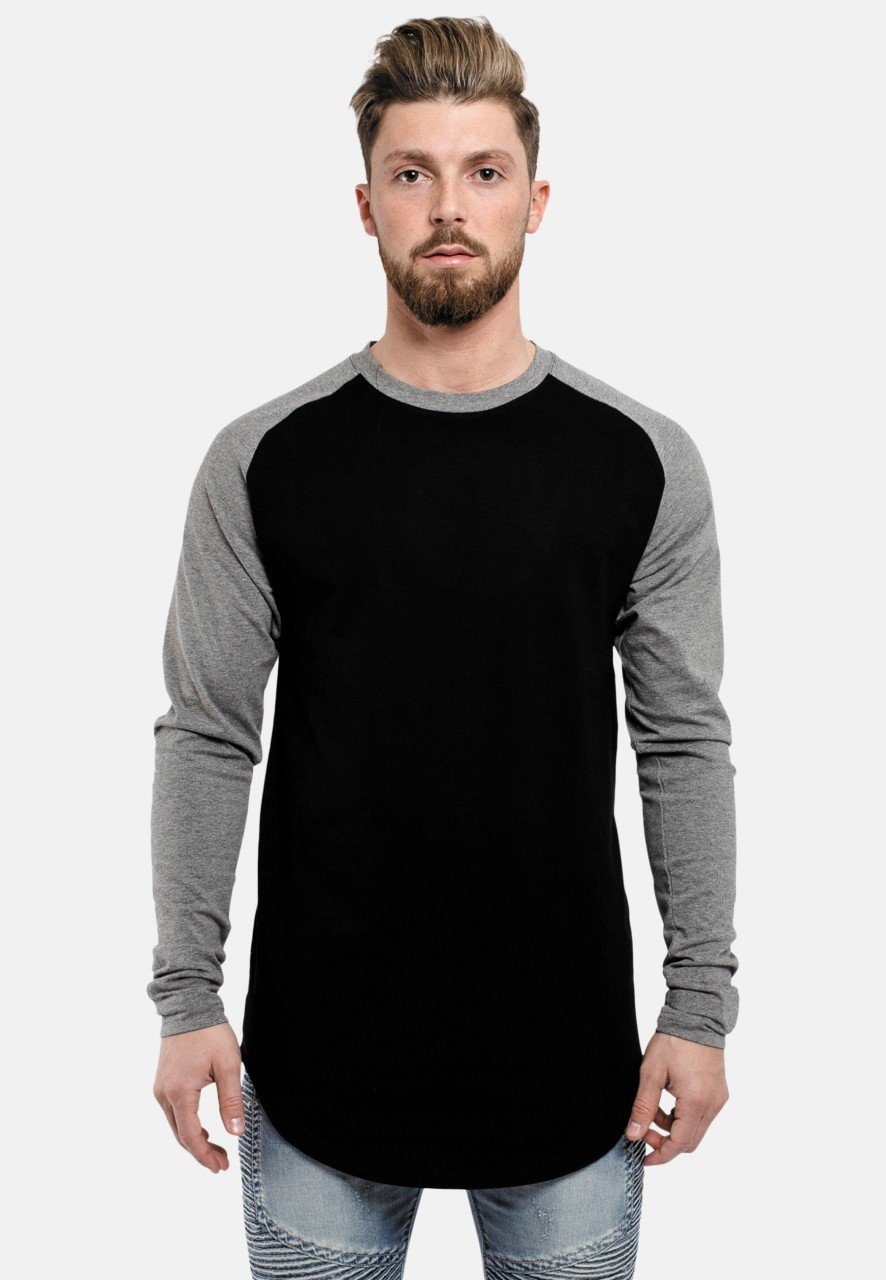 Blackskies T-Shirt Baseball Longshirt T-Shirt Schwarz Grau X-Large