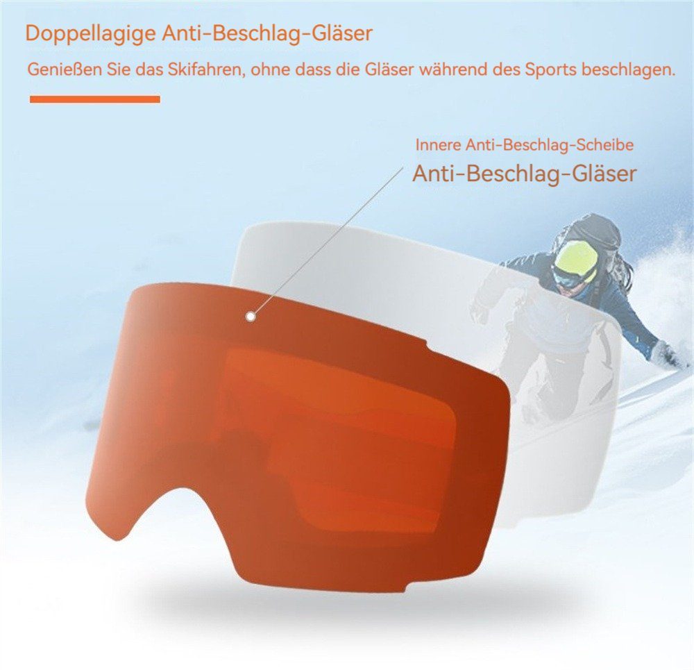 Dekorative Skibrille Skibrille, Kontrastverstärkende Skibrille praktischer Anti-Beschlag-Beschichtung mit Erwachsene, Schutz, UV Für (1-St), Mit UV-Schutz