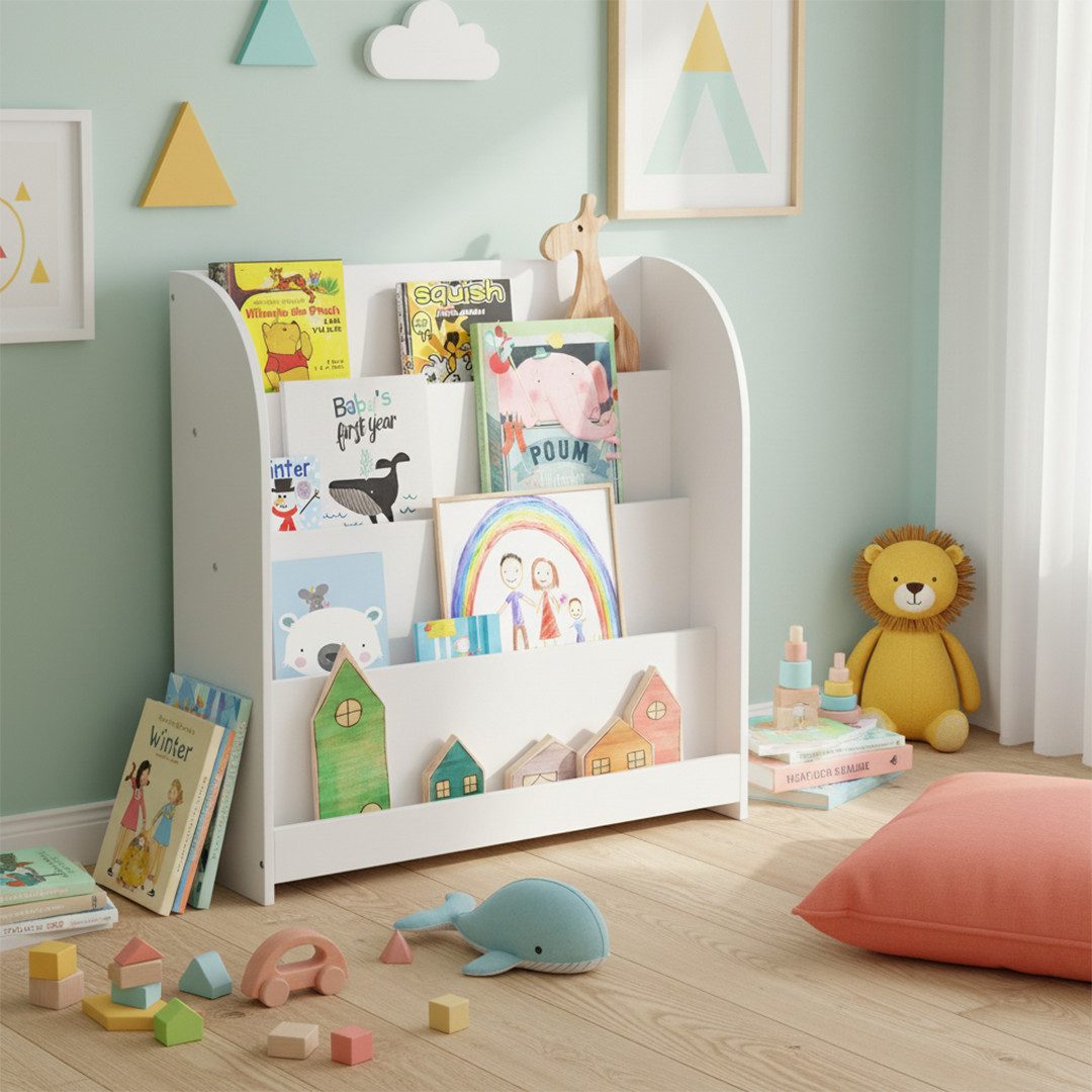 Bellabino Kinderregal Baru mit 4 großzügigen Ablagefächern, weiß, Spielzeug günstig online kaufen