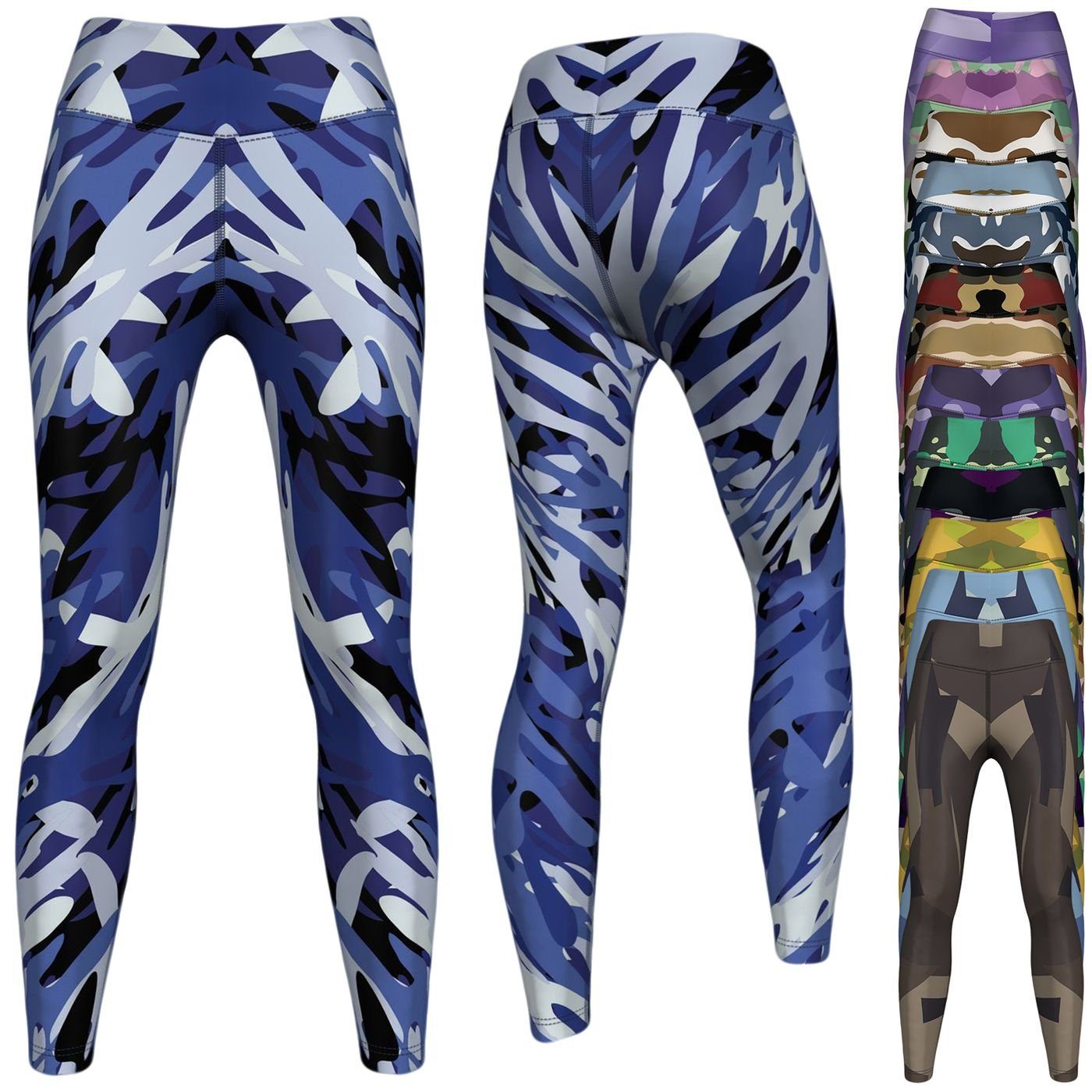 German Wear Leggings GYM-8035 Camo Leggings dehnbar für Sport Yoga Gymnastik Training Tanz freizeit