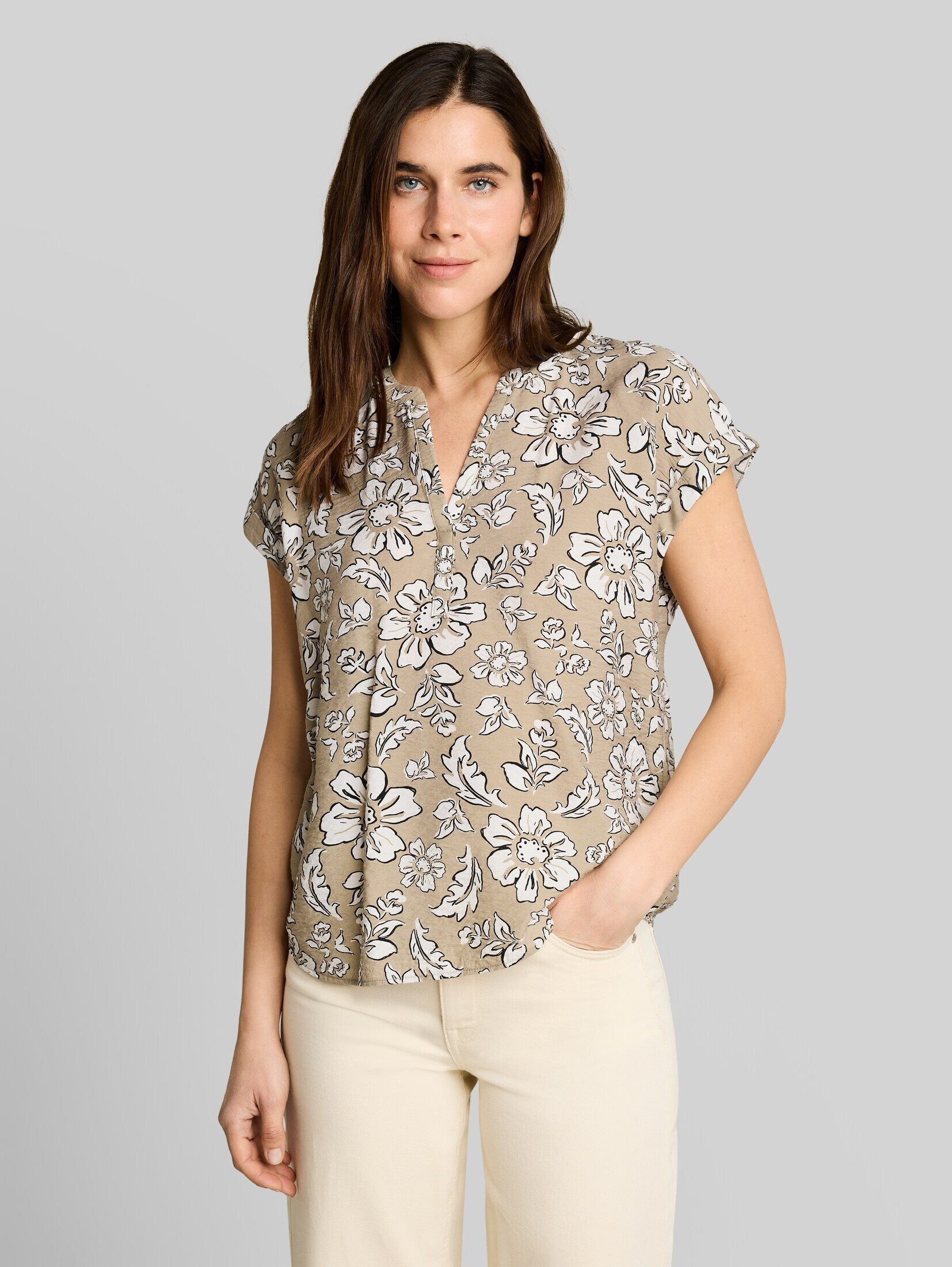 TOM TAILOR Kurzarmbluse Blusen & Shirts Loose Fit Bluse mit V-Ausschnitt