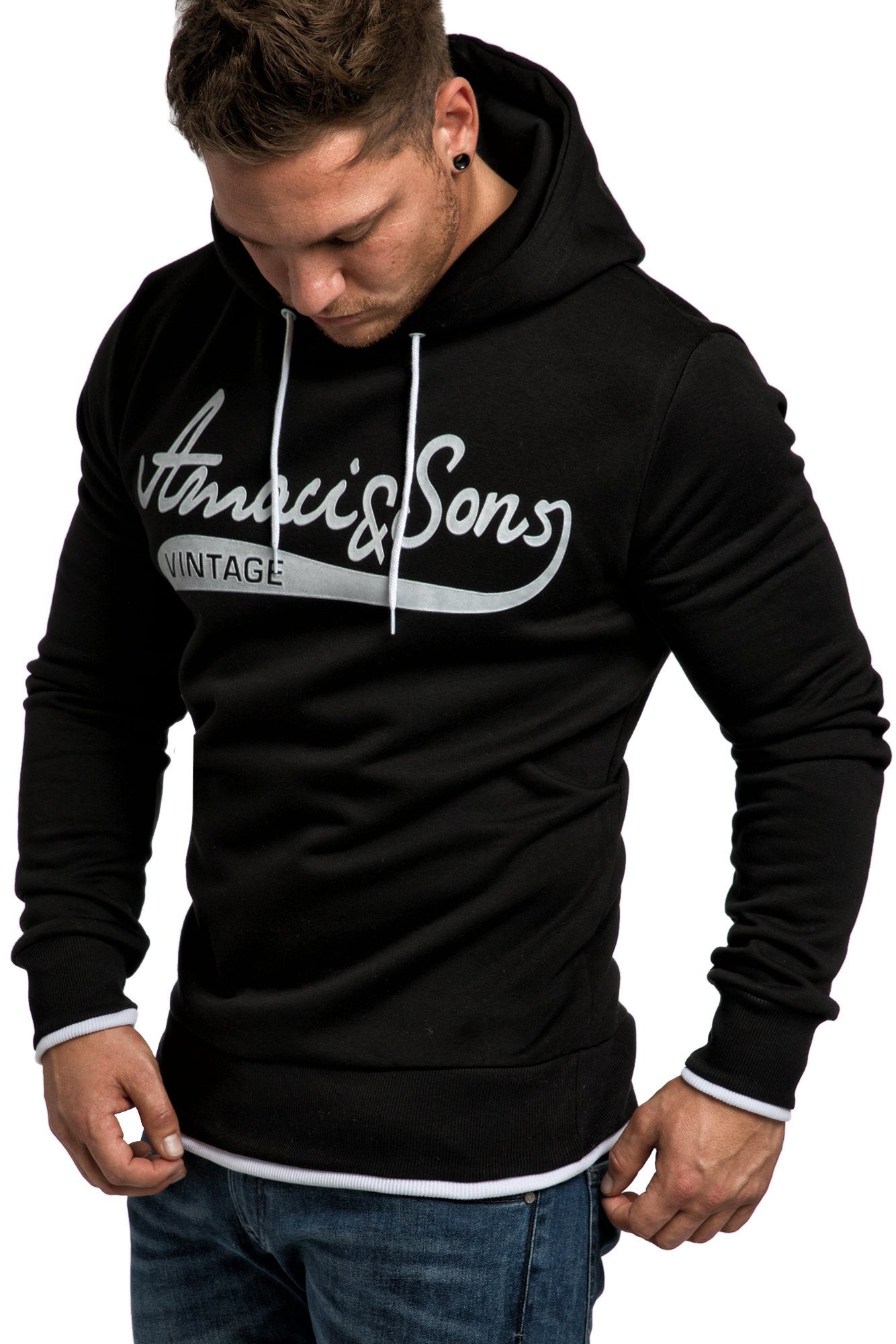 Amaci&Sons Herren Kapuzenpullover Mit Reißverschluss – Sweatjacke Aus 65% Baumwolle, 35% Polyester, Lässiger Hoodie