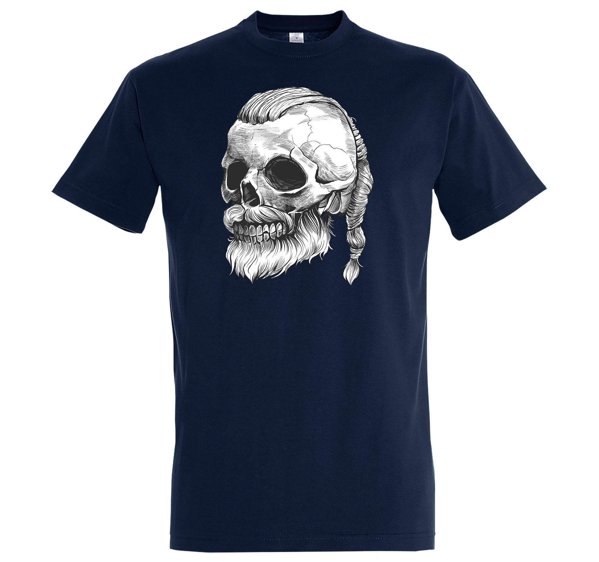 Youth Designz T-Shirt Viking Totenkopf Schädel Herren Shirt mit trendigem Frontprint Navyblau