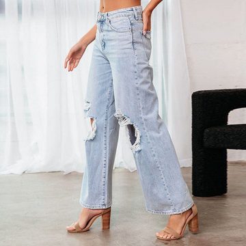 AFAZ New Trading UG Bootcuthose Destroyed Jeans Bootcut Hose Freizeithose hohe Schlaghose Hose