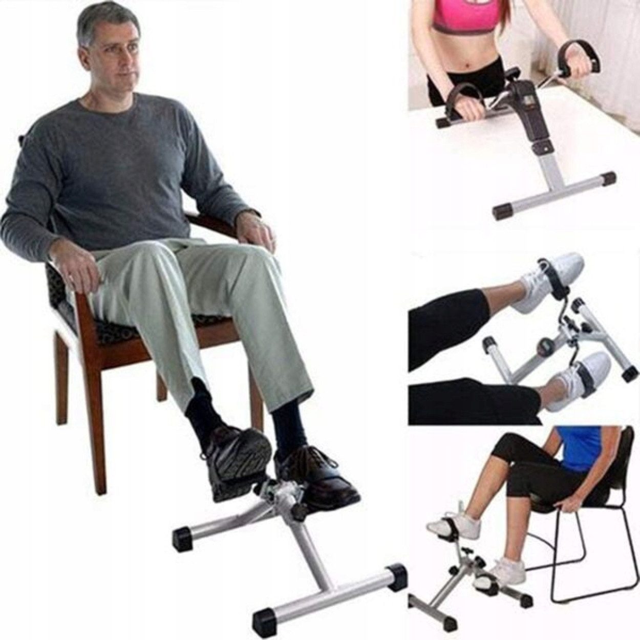 Hard-er Pedaltrainer Mini-Heimtrainer für Arme und Beine mit einstellbarem Widerstand, kompakt, leise und rutschhemmend für Training im Sitzen