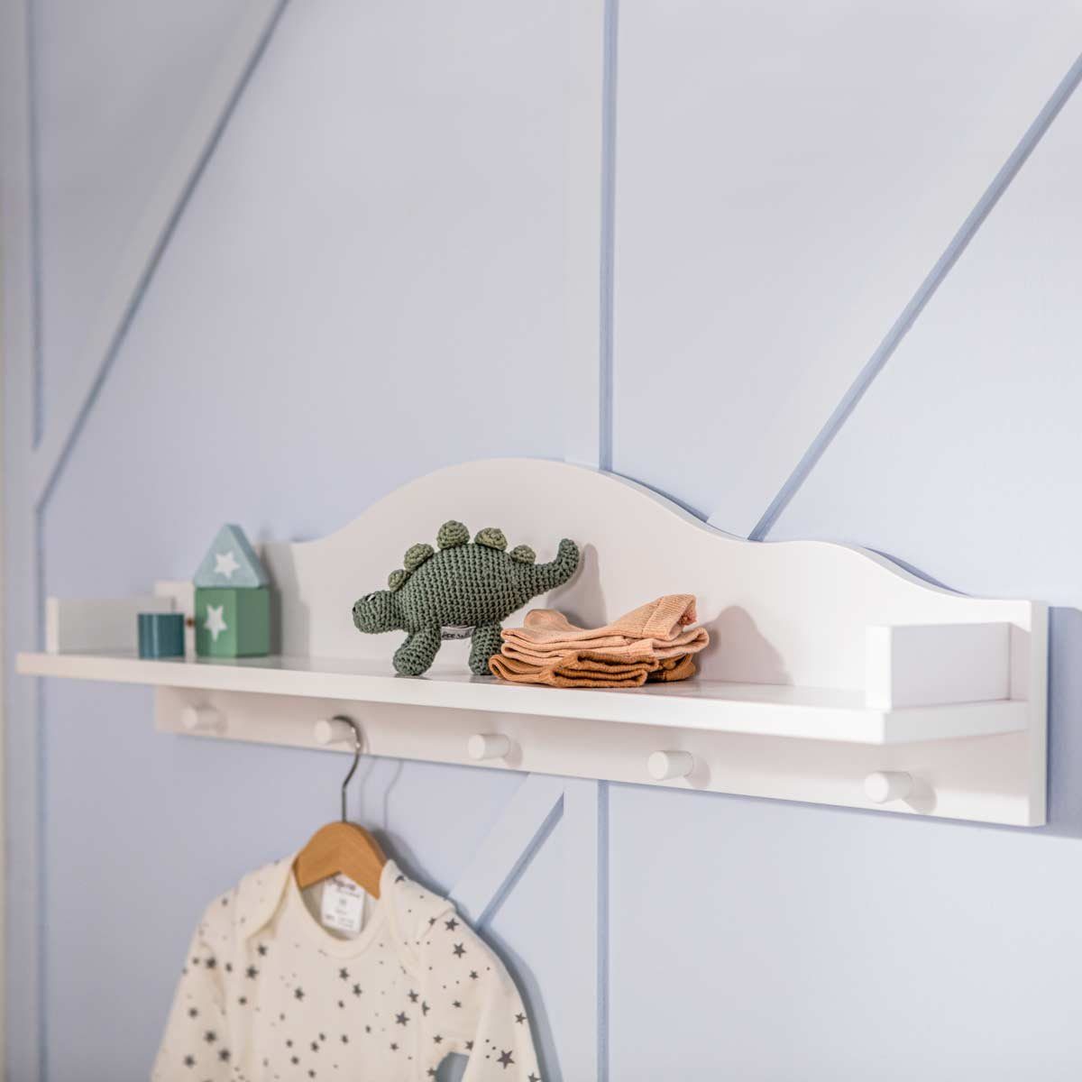 Puckdaddy GmbH Kinderregal Frederik (80x14x20cm) im Wolken Design, in Weiß günstig online kaufen