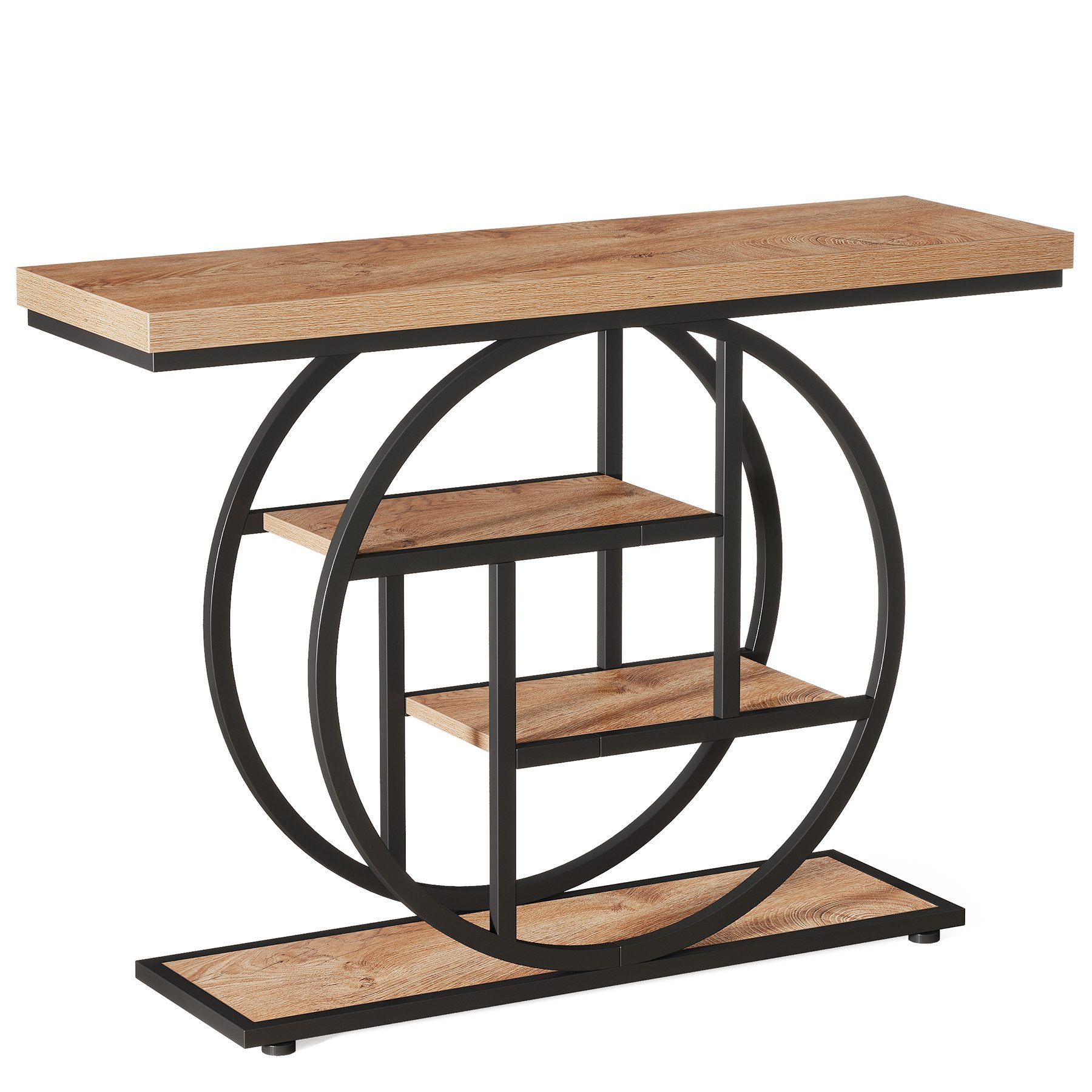 Celya Konsolentisch industrieller Sofatisch mit 4 Ablageflächen (für Wohnzimmer 105x30x80cm)
