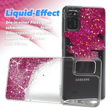 EAZY CASE Handyhülle Liquid Glittery Case für Samsung Galaxy A41 6,1 Zoll, Glitzerhülle Shiny Slimcover stoßfest Durchsichtig Bumper Case Pink