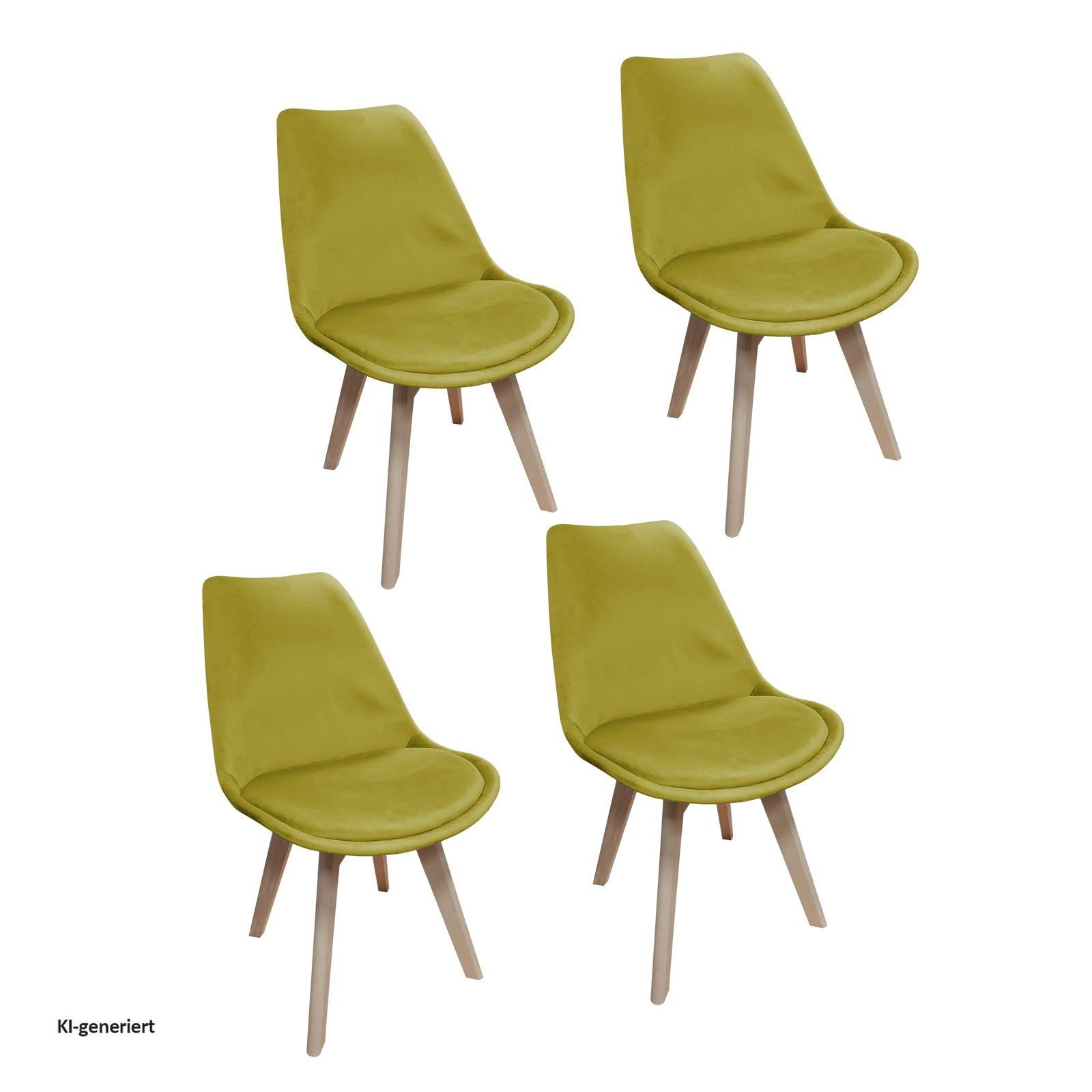 HTI-Living Esszimmerstuhl Stuhl Atlanta Velvet Uni 4er-Set (Set, 4 St), Esszimmerstuhl Samtbezug Holzfüße