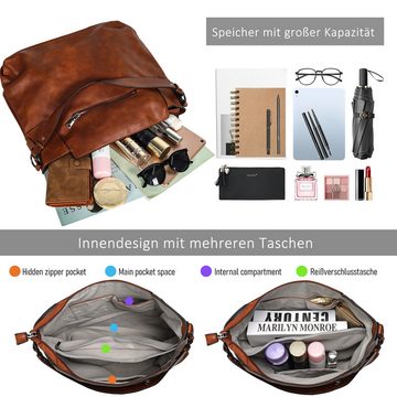 TAN.TOMI Schultertasche Handtasche Damen Shopper Lederimitat Groß Umhängetasche Schultertasche