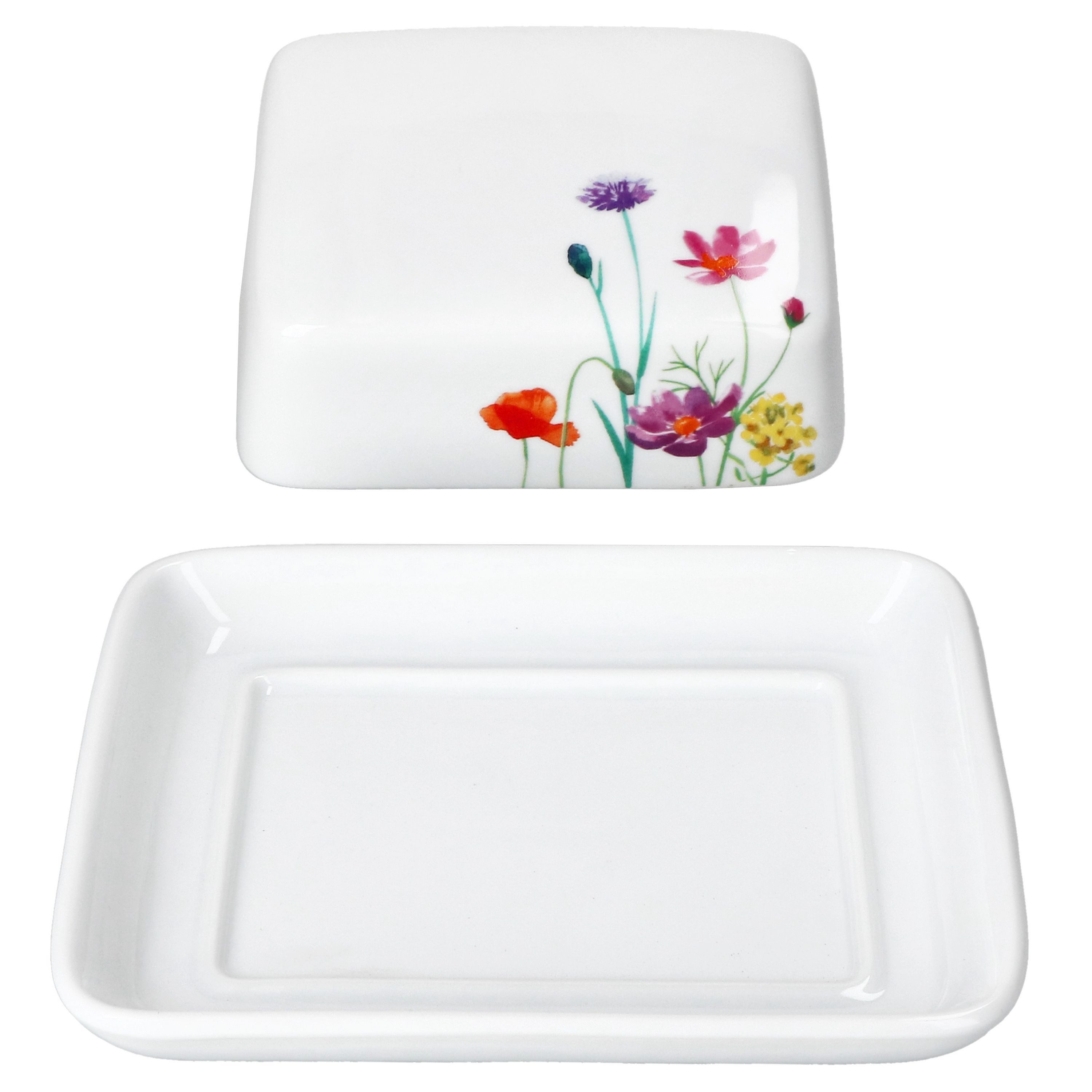 MamboCat Butterdose Marie Butterdose mit Deckel rechteckig für 250g Butter-Schale Blumen, Porzellan