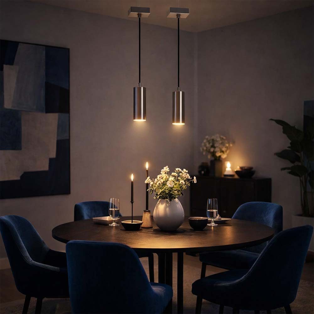 NOWA Hängeleuchte, Leuchtmittel nicht inklusive, Hängeleuchte Pendellampe Esszimmerleuchte Metall nickel-matt 2er Set