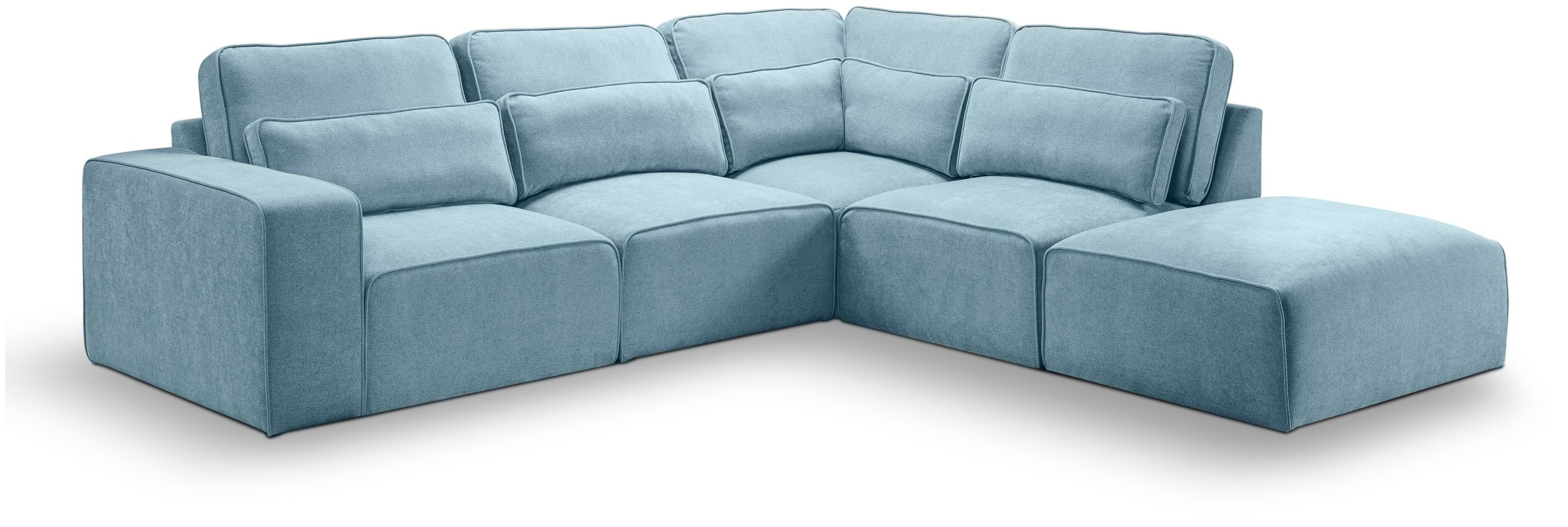 xonox.home Ecksofa, Ecksofa Recamiere rechts aus Webstoff in hellblau 305x90x281cm