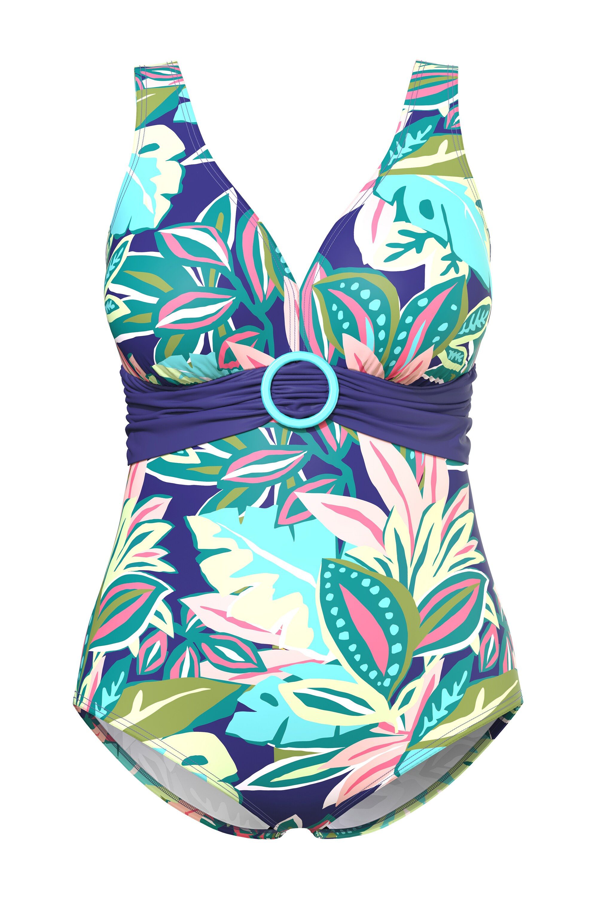 Ulla Popken Badeanzug Badeanzug Blätter Softcups Zierring recycelt günstig online kaufen