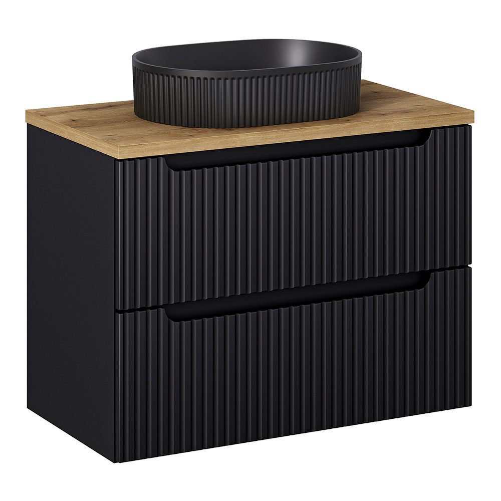 Lomadox Waschtisch NEWPORT-56-BLACK, in schwarz und Eiche, 80cm breit, geri günstig online kaufen