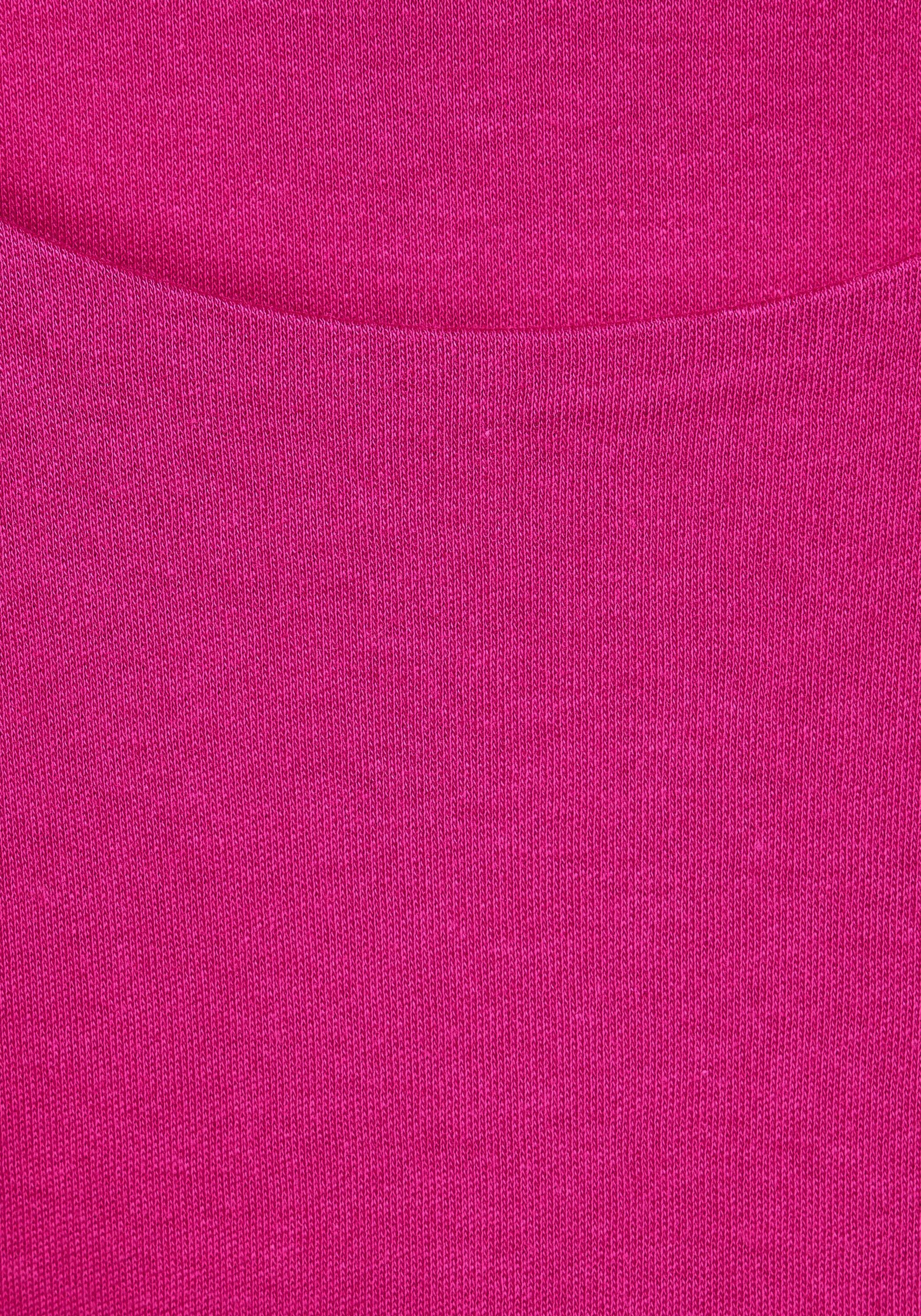 STREET ONE Rundhalsshirt mit pink cozy Rundhalsausschnitt