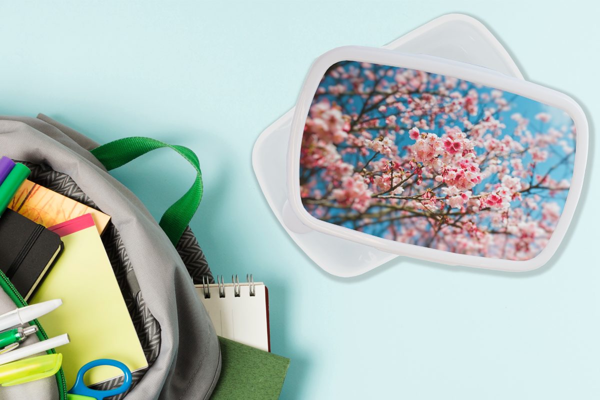 Kinder MuchoWow Baum, Erwachsene, für Kunststoff, Himmel weiß und Jungs Brotdose, Mädchen - (2-tlg), Lunchbox Brotbox - für Blüte und