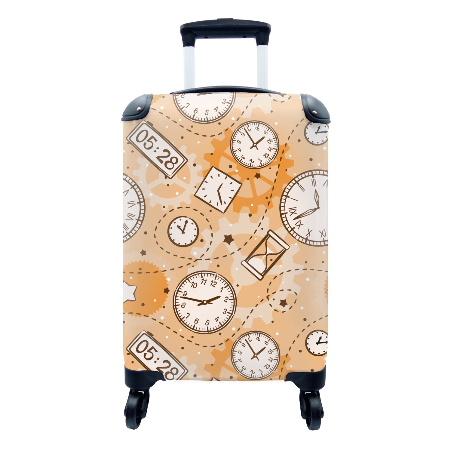 Reisetasche Ferien, - - Handgepäckkoffer Handgepäck Sanduhr, 4 Uhr mit Muster für Rollen, Trolley, MuchoWow rollen, Reisekoffer
