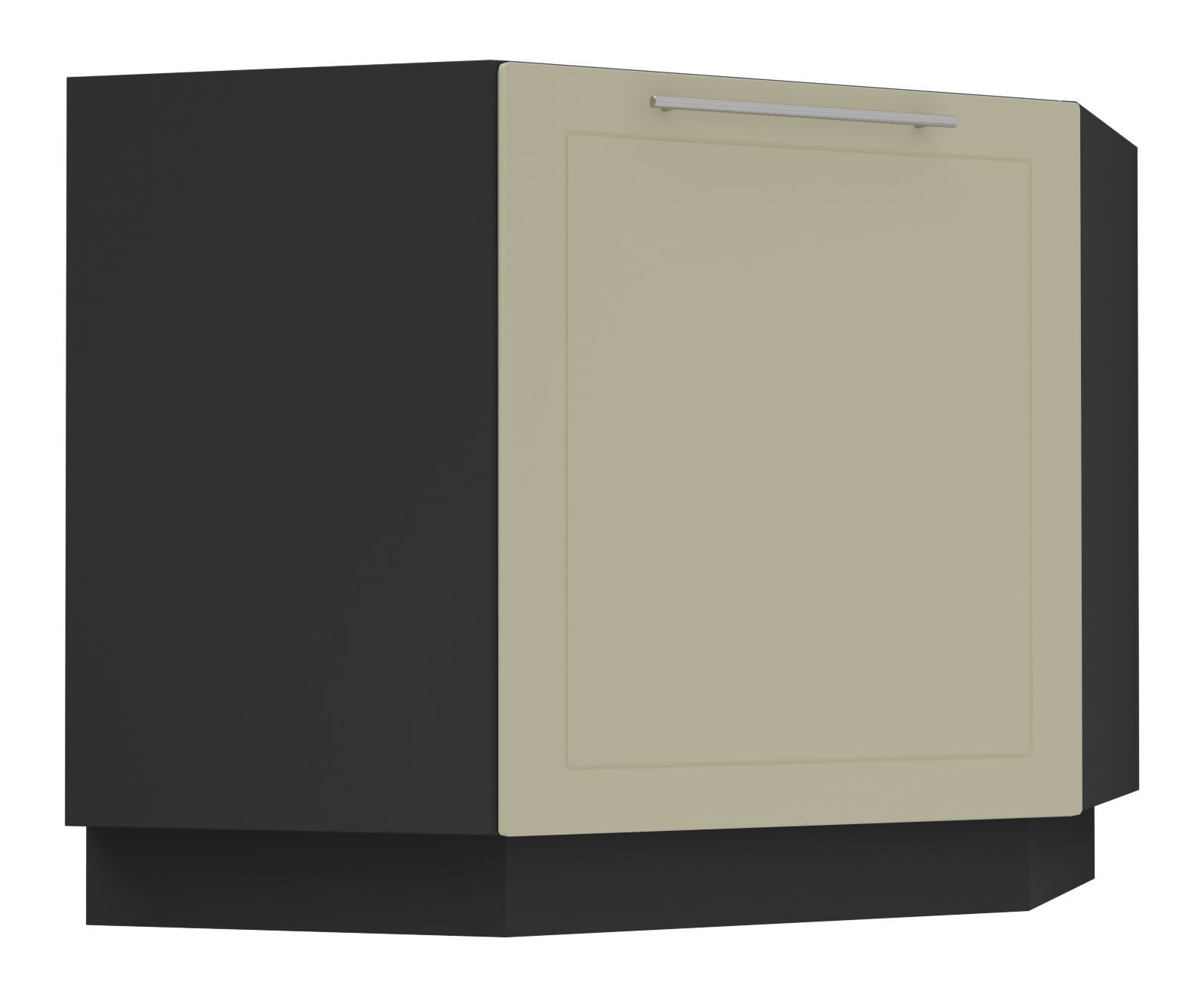 Feldmann-Wohnen Eckschrank Kvantum (Türscharniere mit Soft-Close-Funktion, 1-St., Fronten mit dekorativen Fräsungen und leicht abgerundeten Ecken) 90x50x82cm schwarz - vanille matt (Q-D12R/90)