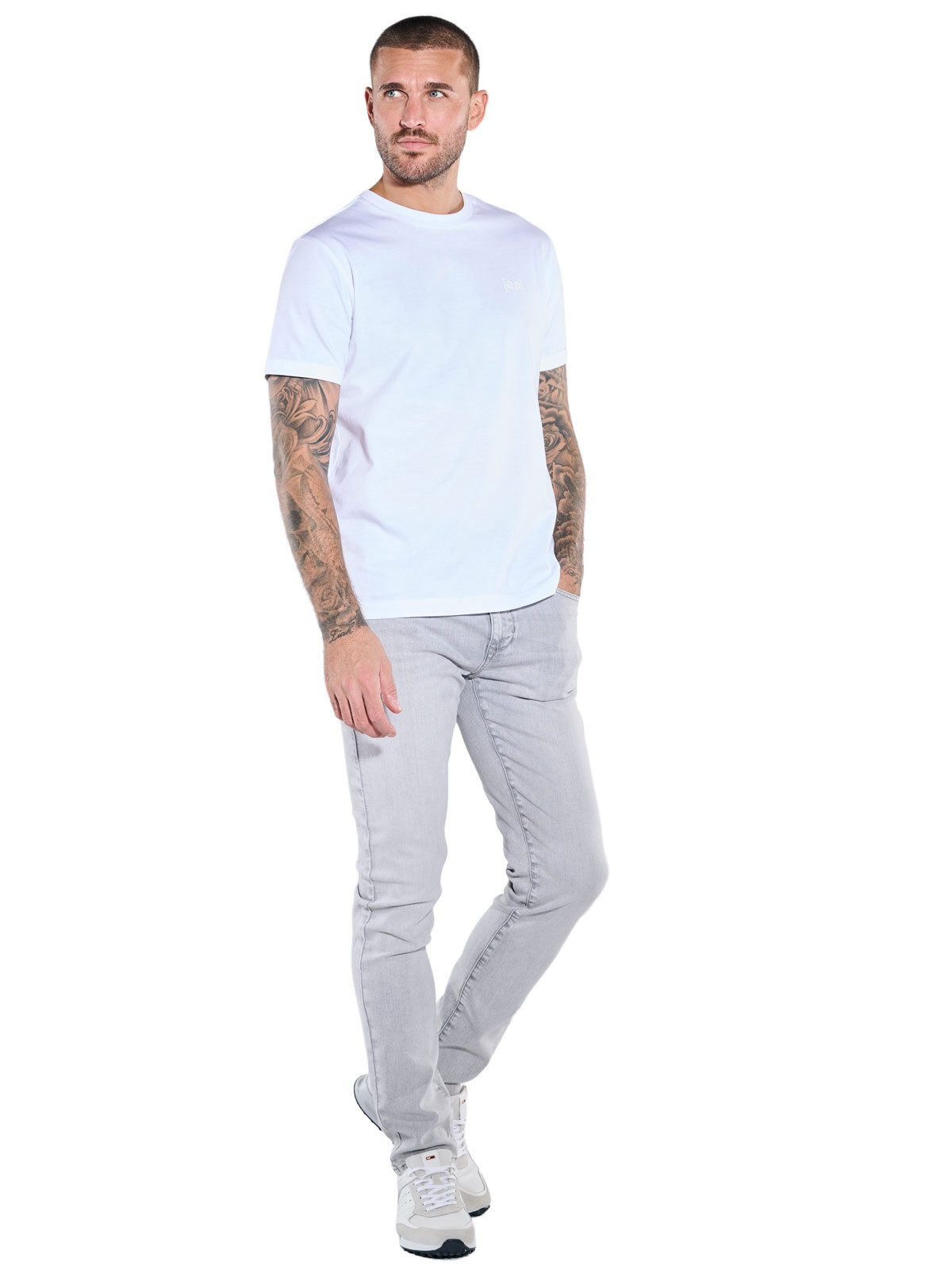 emilio adani Stretch-Jeans Herren Modische Jeans mit geradem Bein, Hellgrau