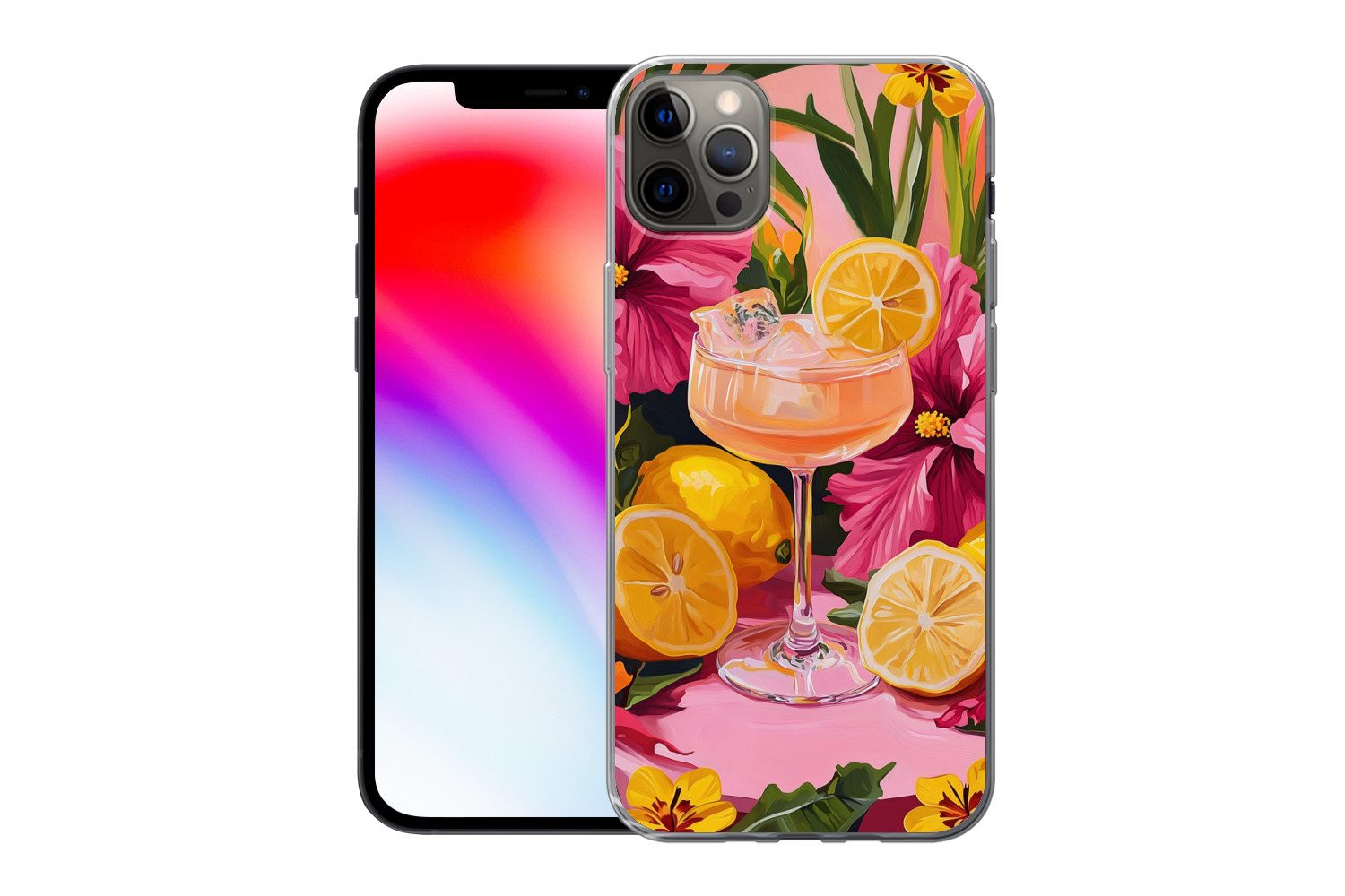MuchoWow Handyhülle für Apple iPhone 13 Pro Max Getränk - Blumen - Gelb, Smartphone-Bumper, Print, Handy Schutzhülle Dünn
