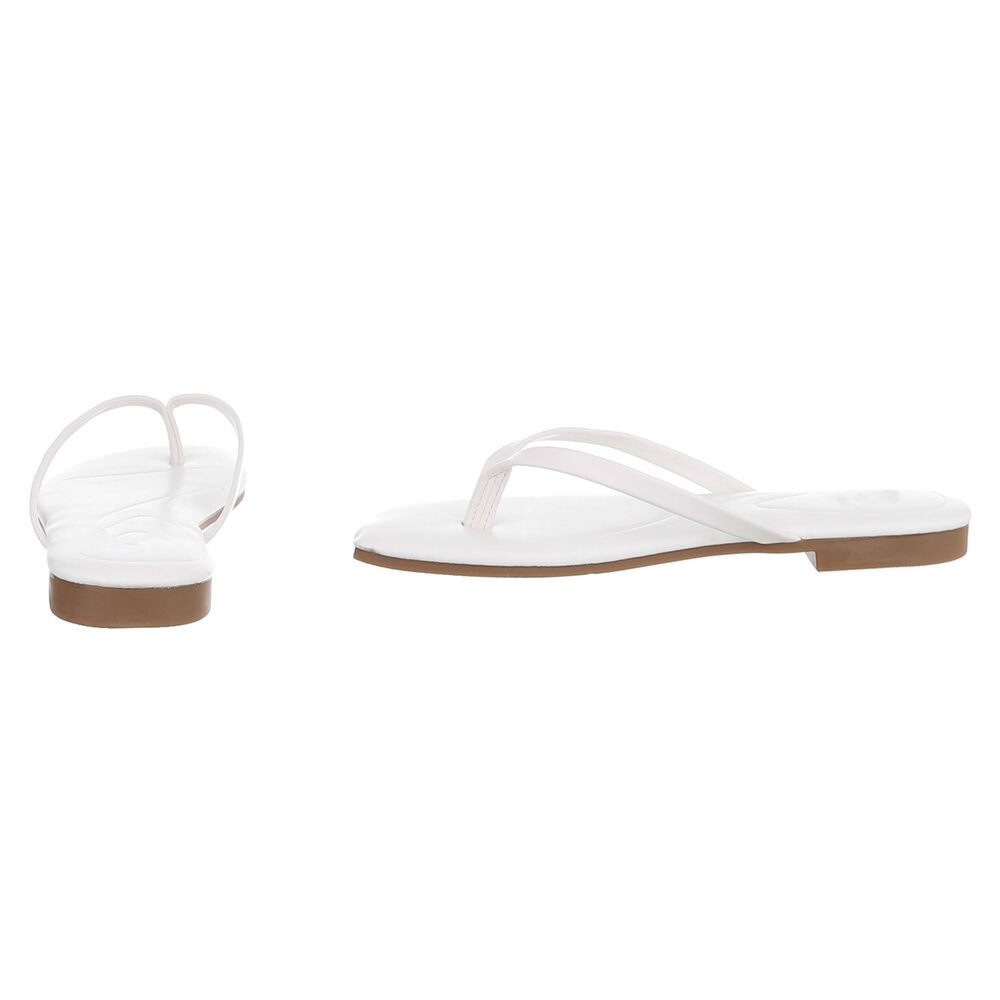 Ital-Design Minimalistische Damen Flip-Flops mit flacher Sohle Zehentrenner (91512417) Blockabsatz Zehentrenner in Weiß – Bild 5 von 5