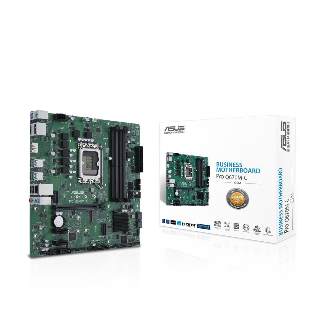 Asus Pro Q670M-C-CSM Mainboard, Business, Sockel Intel LGA 1700, Micro-ATX, PCIe 4.0, DDR5
