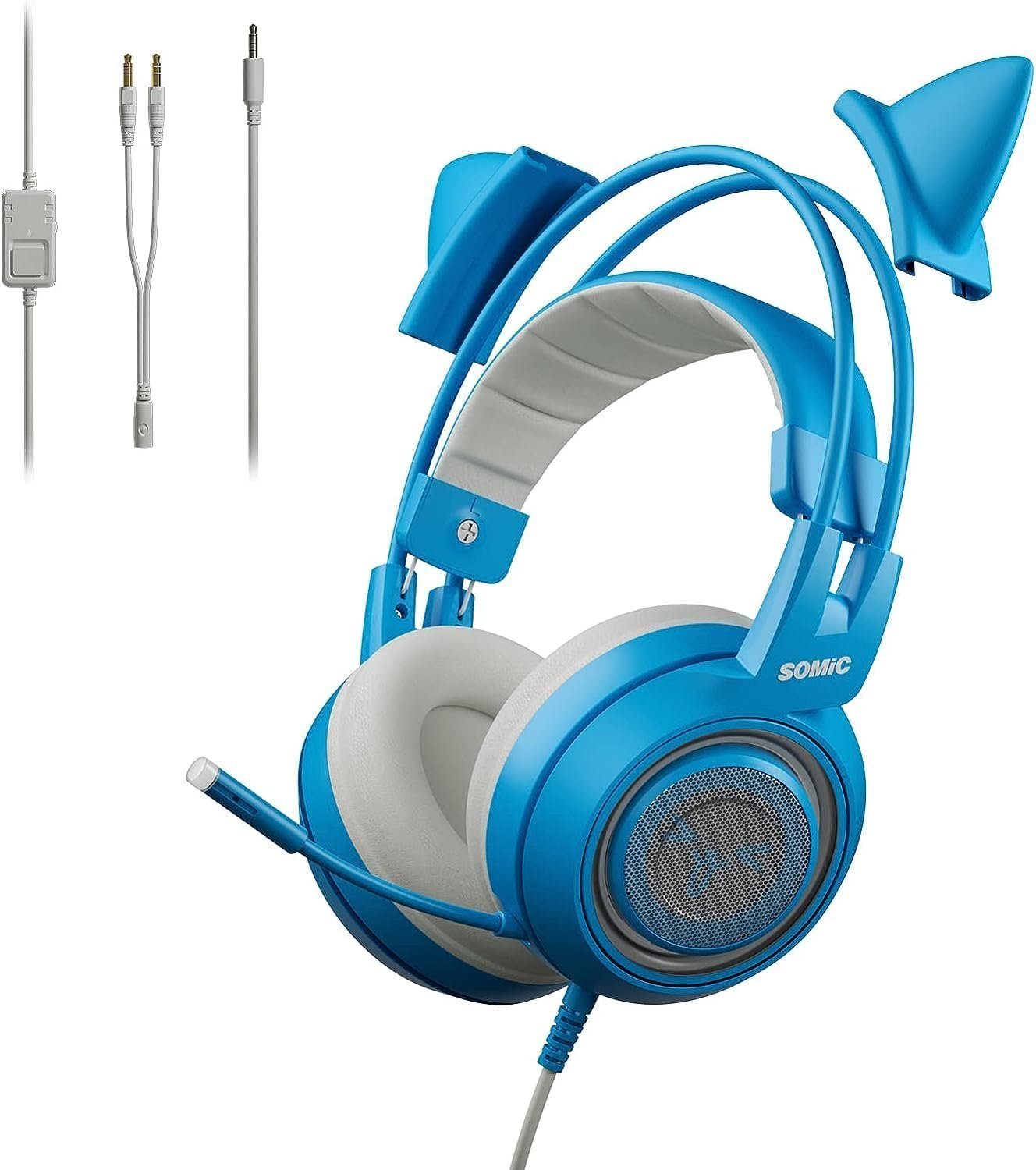 Blau mit (3D-Klangqualität , Gaming-Headset Somikon Frauen) in für für mit immersives "Gaming-Headset Rauschunterdrückung Mikrofon G951S Gaming-Erlebnis