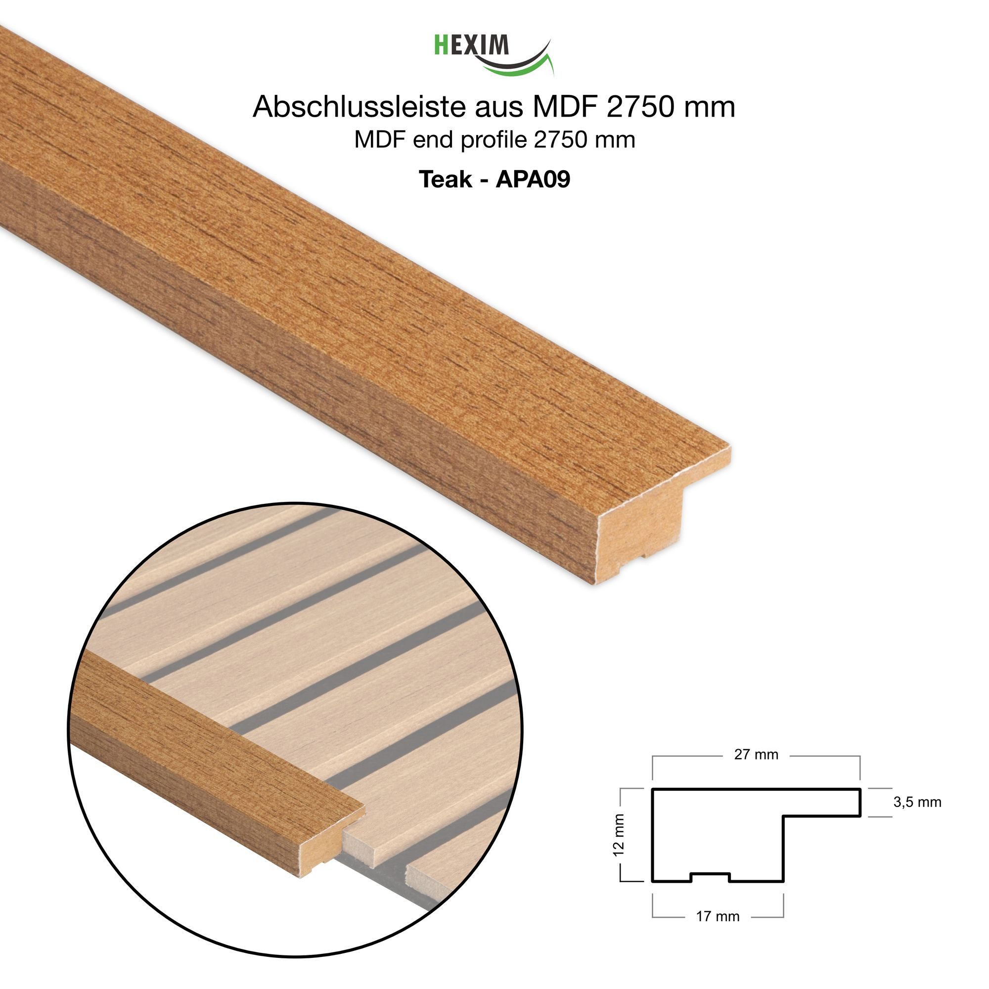 Hexim Wanddekoobjekt APA09 (Abschlussleiste 275x2,7cm passend günstig online kaufen