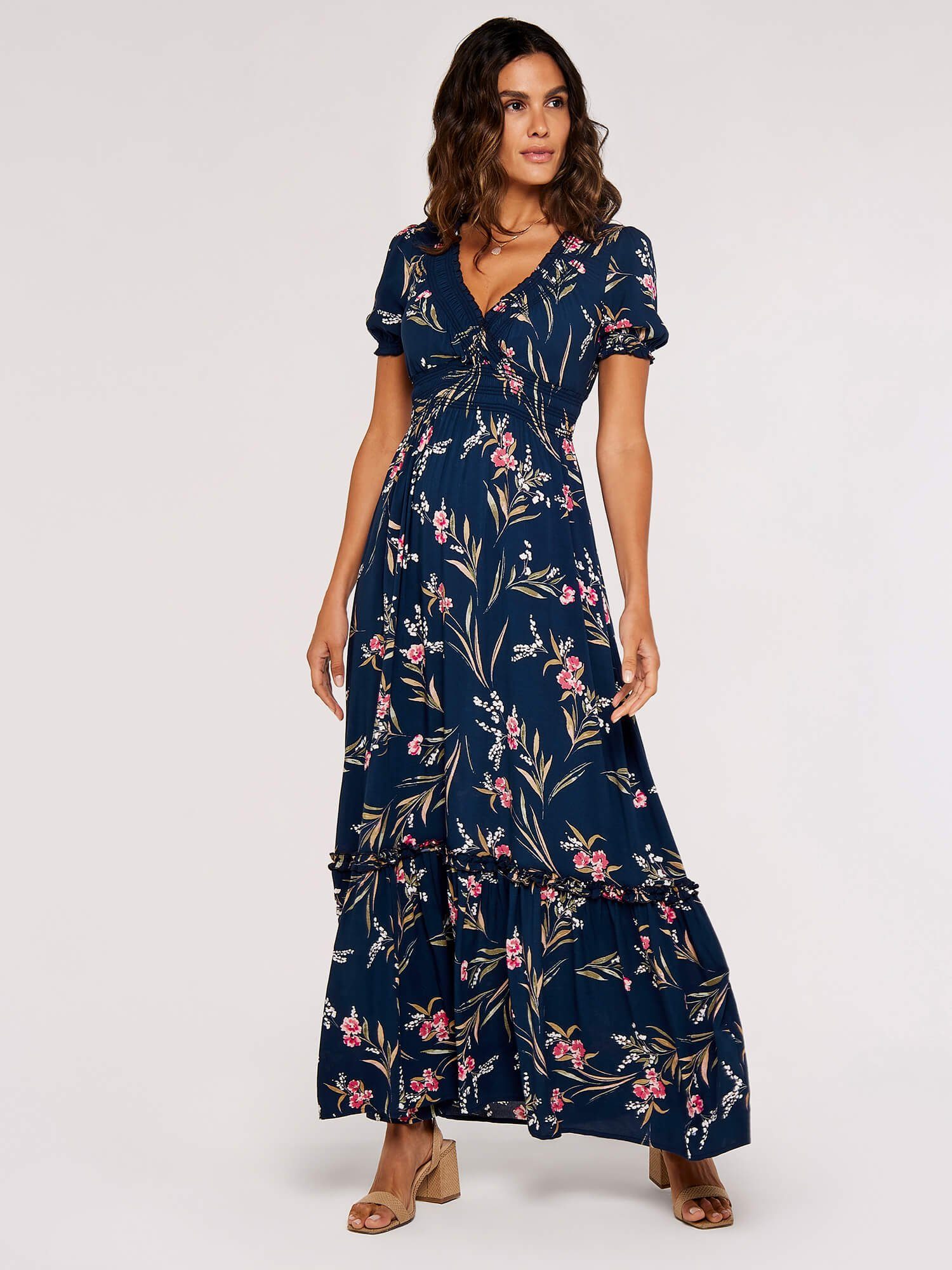 Maxikleid Watercolour Floral Smocked Dress