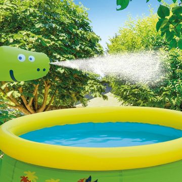 SunClub Planschbecken Kinder Pool 172 x 62 cm, (Kinderpool mit aufblasbarem Luftring, 1-tlg), mit wassersprühendem Dino