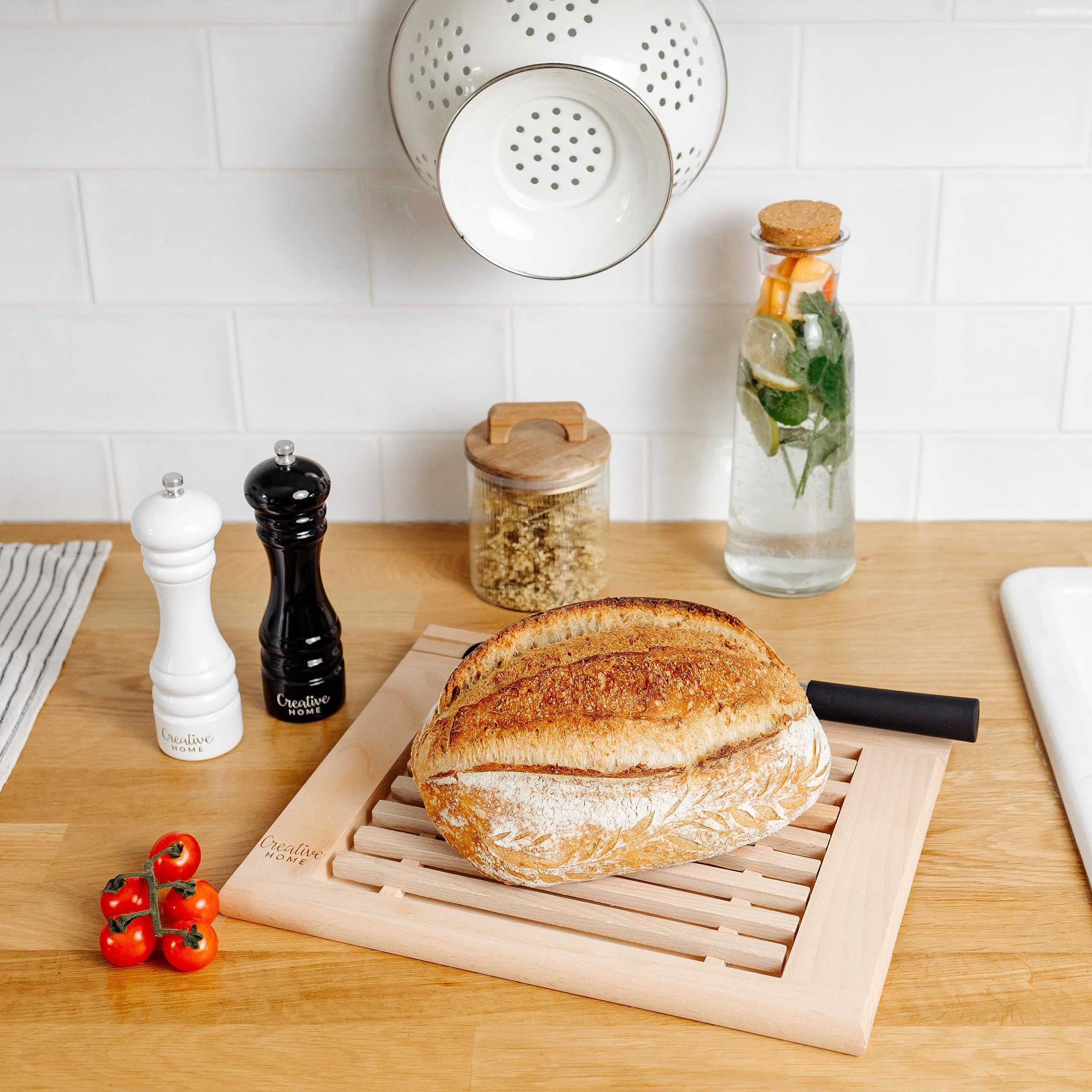 Creative Home Brotschneidebrett Brotschneidebrett mit Krümelfang 35,5 x 28,5 x 2 cm