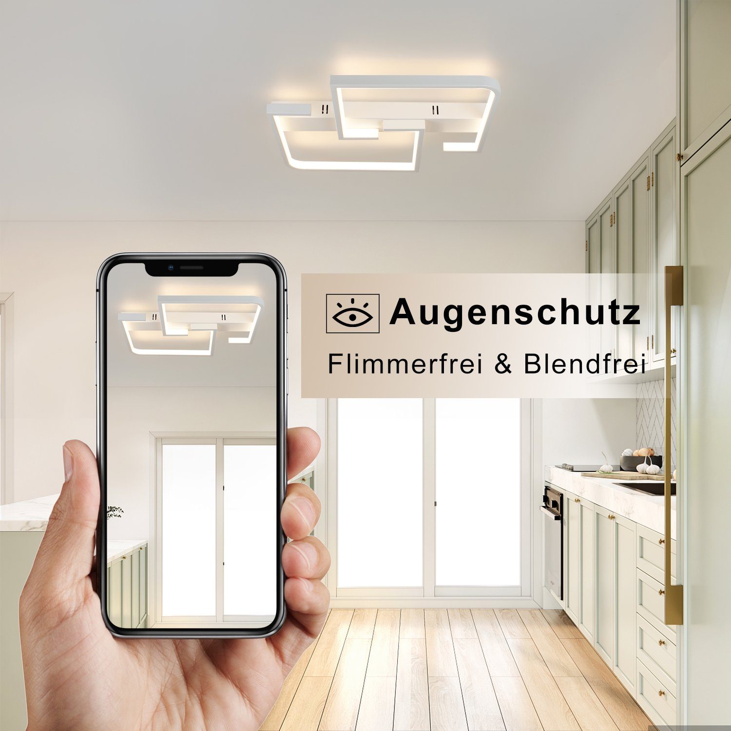 ZMH LED Deckenleuchte Rechteckige Deckenlampe 30*25*4.5cm Modern für Schlafzimmer Flur, Hochwertige Lampenperlen, LED fest integriert, 3000-6500k, LED fest integriert