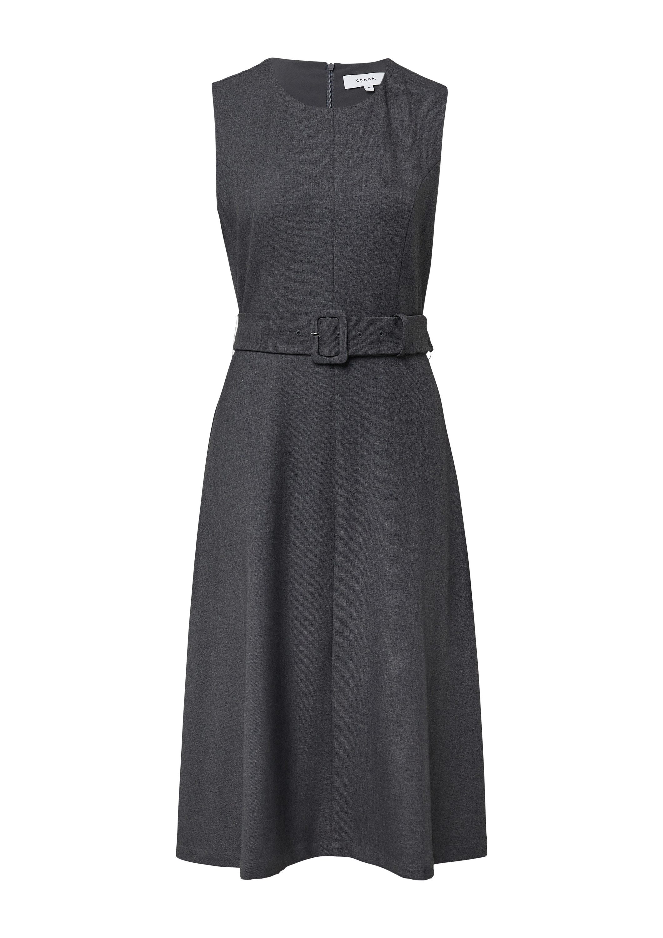 comma Midikleid Kleid Ärmelloses Businesskleid mit Gürtel